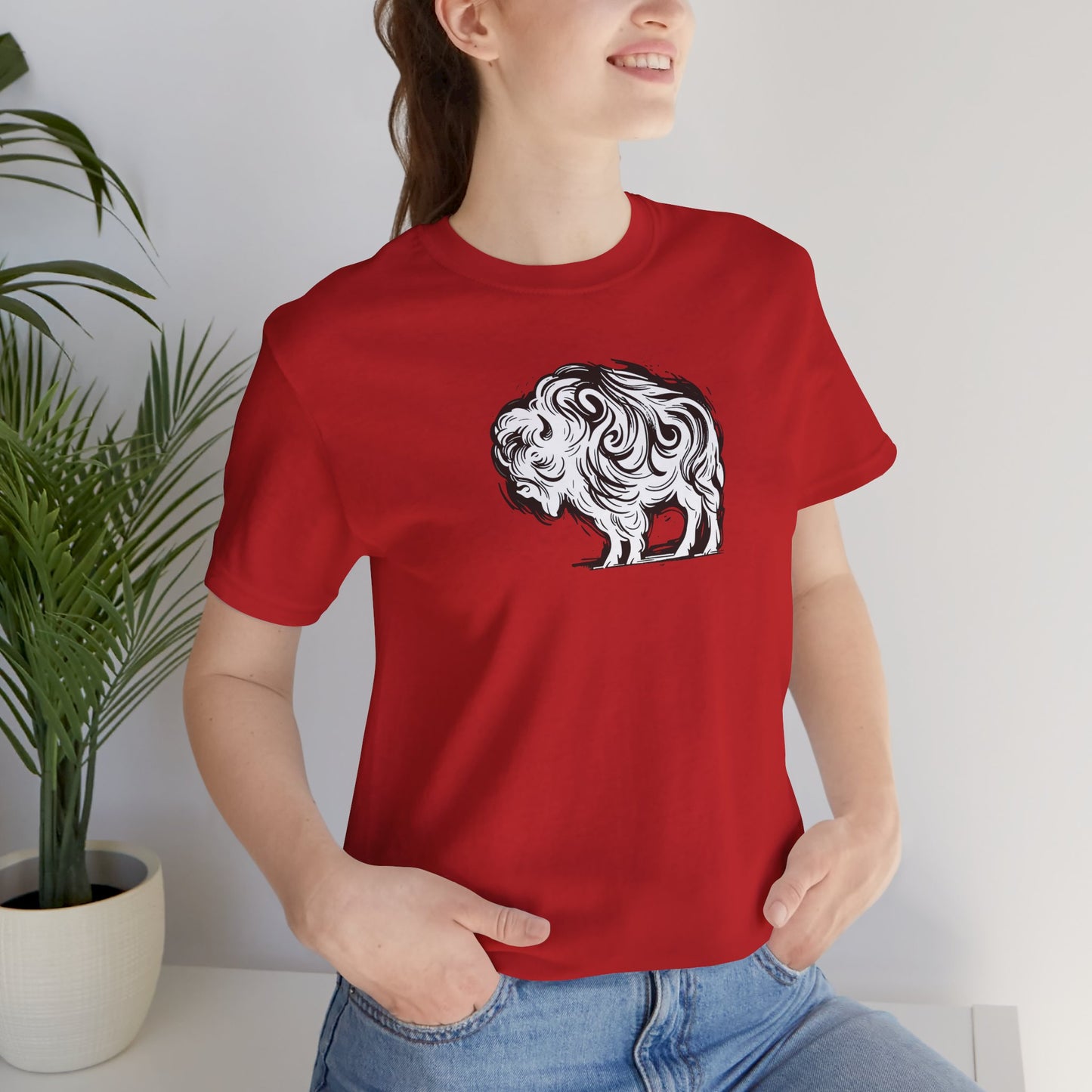 Buffalo Sketch Line Art T-Shirt –Black Print– Wilderness Graphic Tee | Outdoor Adventure Shirt | Nature Lover Gift | Hiking & Camping Apparel