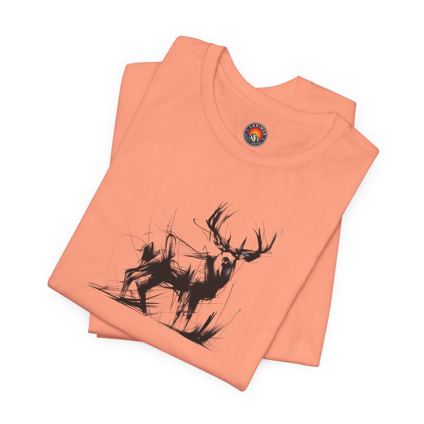 Mule Deer Sketch-Style Line Art T-Shirt –Black Print– Wilderness Graphic Tee | Outdoor Adventure Shirt | Nature Lover Gift | Hiking & Camping Apparel