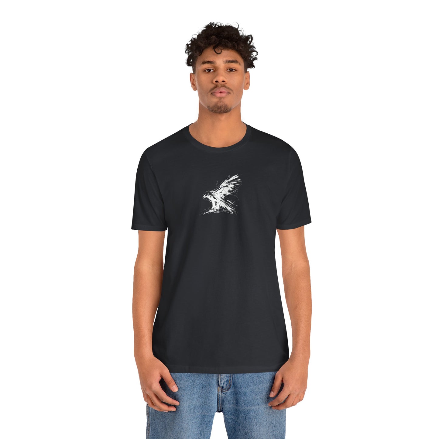 Flying Eagle Sketch Line Art T-Shirt –White Print– Wilderness Graphic Tee | Outdoor Adventure Shirt | Nature Lover Gift | Hiking & Camping Apparel