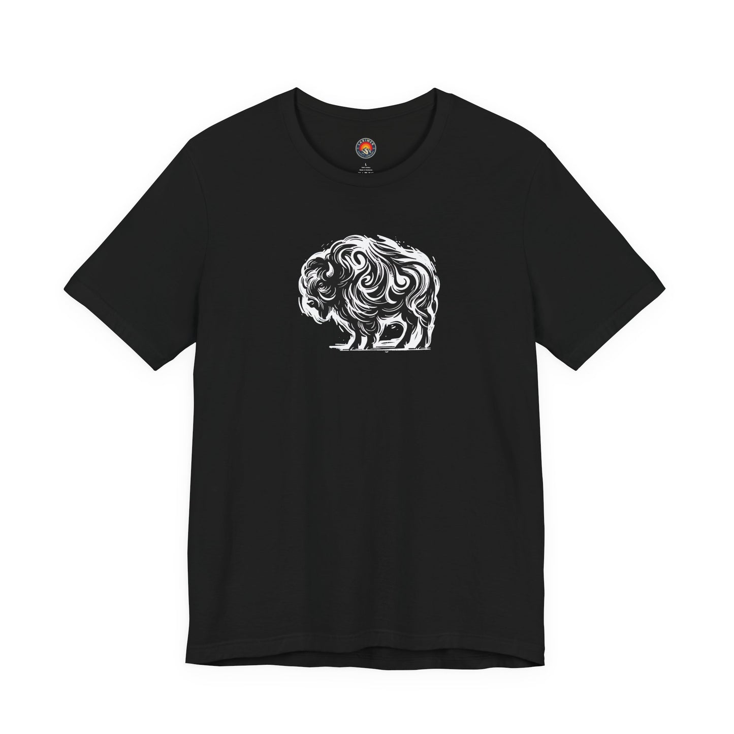 Buffalo Sketch Line Art T-Shirt –White Print– Wilderness Graphic Tee | Outdoor Adventure Shirt | Nature Lover Gift | Hiking & Camping Apparel