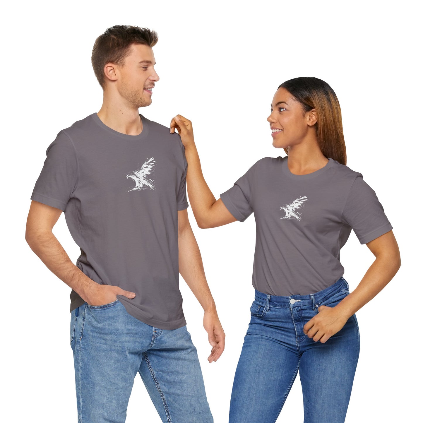 Flying Eagle Sketch Line Art T-Shirt –White Print– Wilderness Graphic Tee | Outdoor Adventure Shirt | Nature Lover Gift | Hiking & Camping Apparel