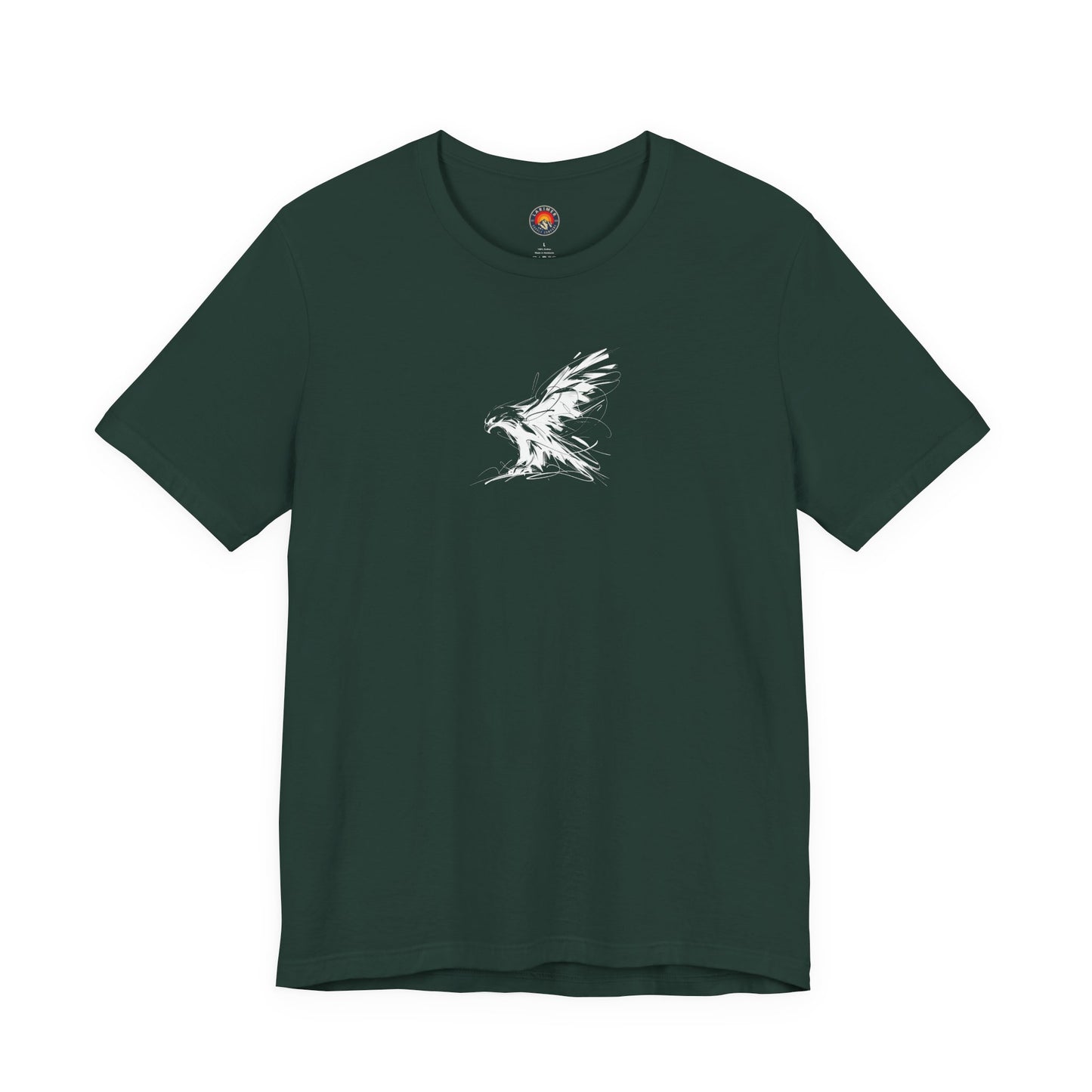Flying Eagle Sketch Line Art T-Shirt –White Print– Wilderness Graphic Tee | Outdoor Adventure Shirt | Nature Lover Gift | Hiking & Camping Apparel