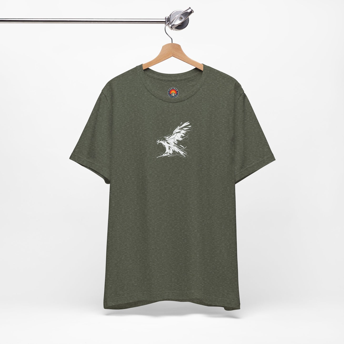 Flying Eagle Sketch Line Art T-Shirt –White Print– Wilderness Graphic Tee | Outdoor Adventure Shirt | Nature Lover Gift | Hiking & Camping Apparel