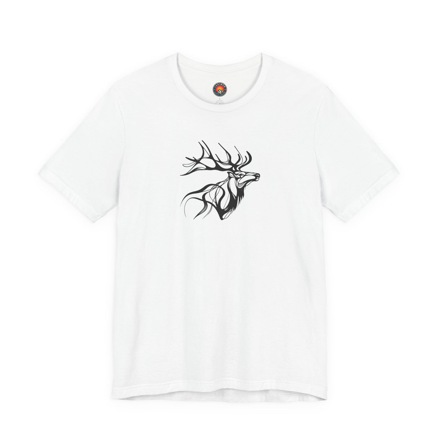 Elk Sketch Line Art T-Shirt – Black Print – Wilderness Graphic Tee | Outdoor Adventure Shirt | Nature Lover Gift | Hiking & Camping Apparel