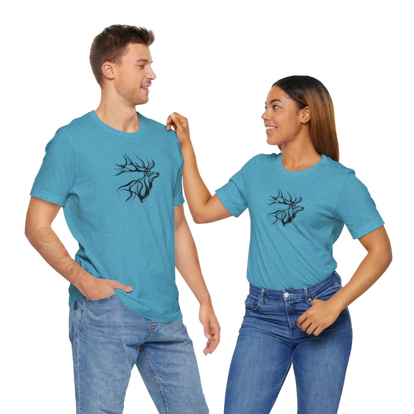 Elk Sketch Line Art T-Shirt – Black Print – Wilderness Graphic Tee | Outdoor Adventure Shirt | Nature Lover Gift | Hiking & Camping Apparel