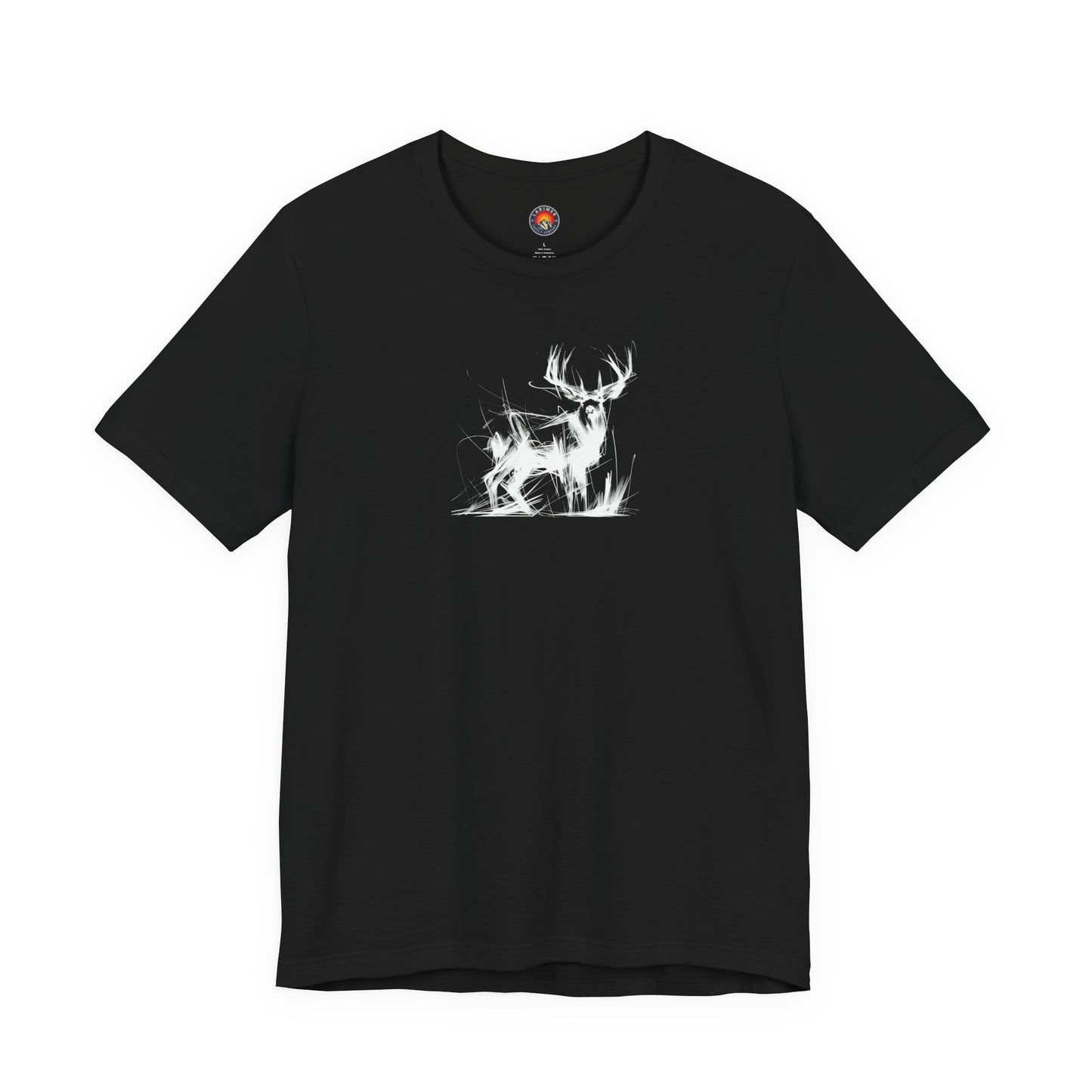 Mule Deer Buck Sketch Line Art T-Shirt –White Print– Wilderness Graphic Tee | Outdoor Adventure Shirt | Nature Lover Gift | Hiking & Camping Apparel