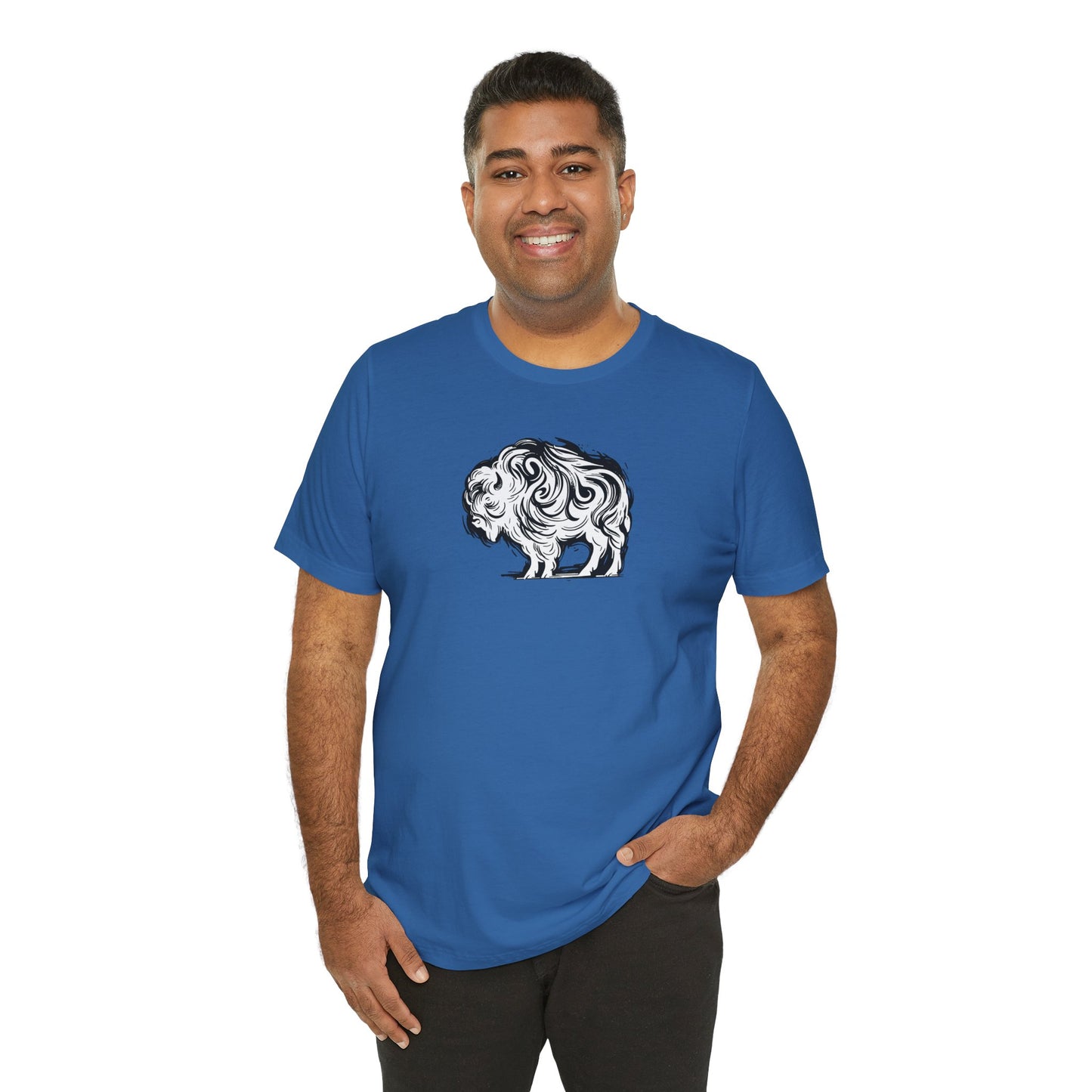 Buffalo Sketch Line Art T-Shirt –Black Print– Wilderness Graphic Tee | Outdoor Adventure Shirt | Nature Lover Gift | Hiking & Camping Apparel