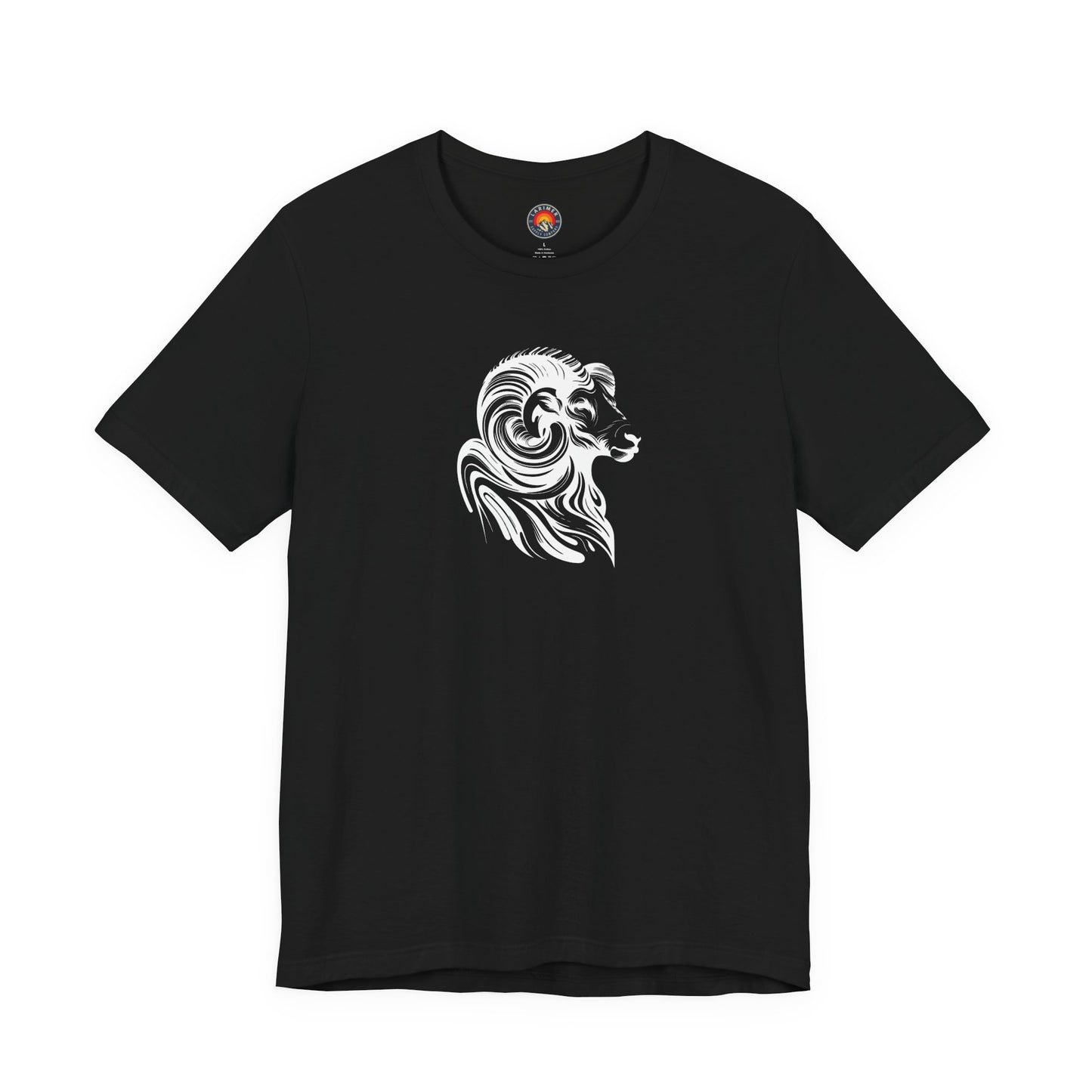 Longhorn Sheep Ram Sketch Line Art T-Shirt – White Print – Wilderness Graphic Tee | Outdoor Adventure Shirt | Nature Lover Gift | Hiking & Camping Apparel
