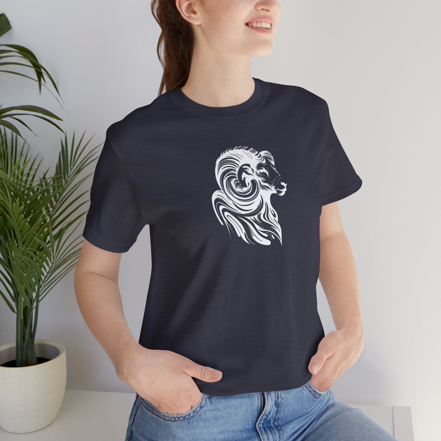 Longhorn Sheep Ram Sketch Line Art T-Shirt – White Print – Wilderness Graphic Tee | Outdoor Adventure Shirt | Nature Lover Gift | Hiking & Camping Apparel
