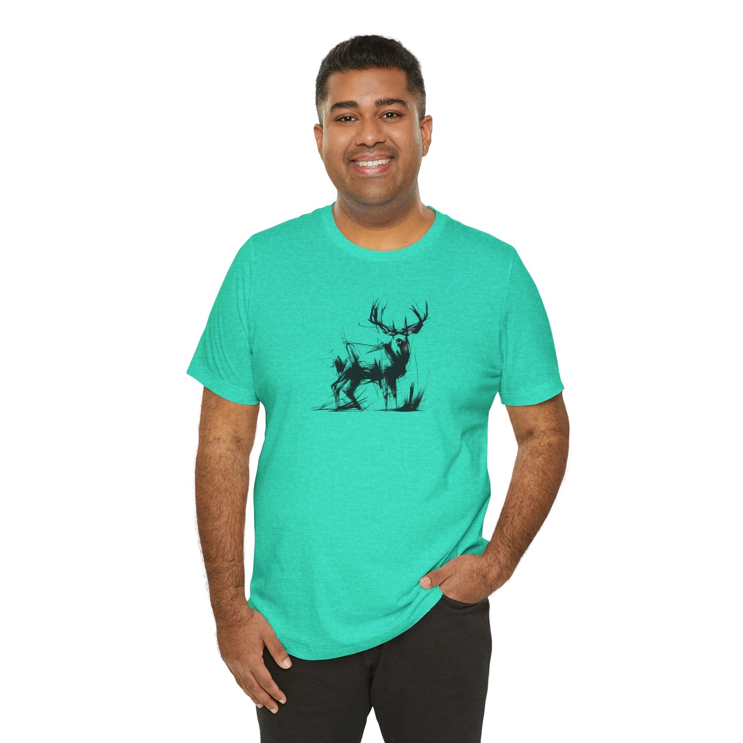 Mule Deer Sketch-Style Line Art T-Shirt –Black Print– Wilderness Graphic Tee | Outdoor Adventure Shirt | Nature Lover Gift | Hiking & Camping Apparel