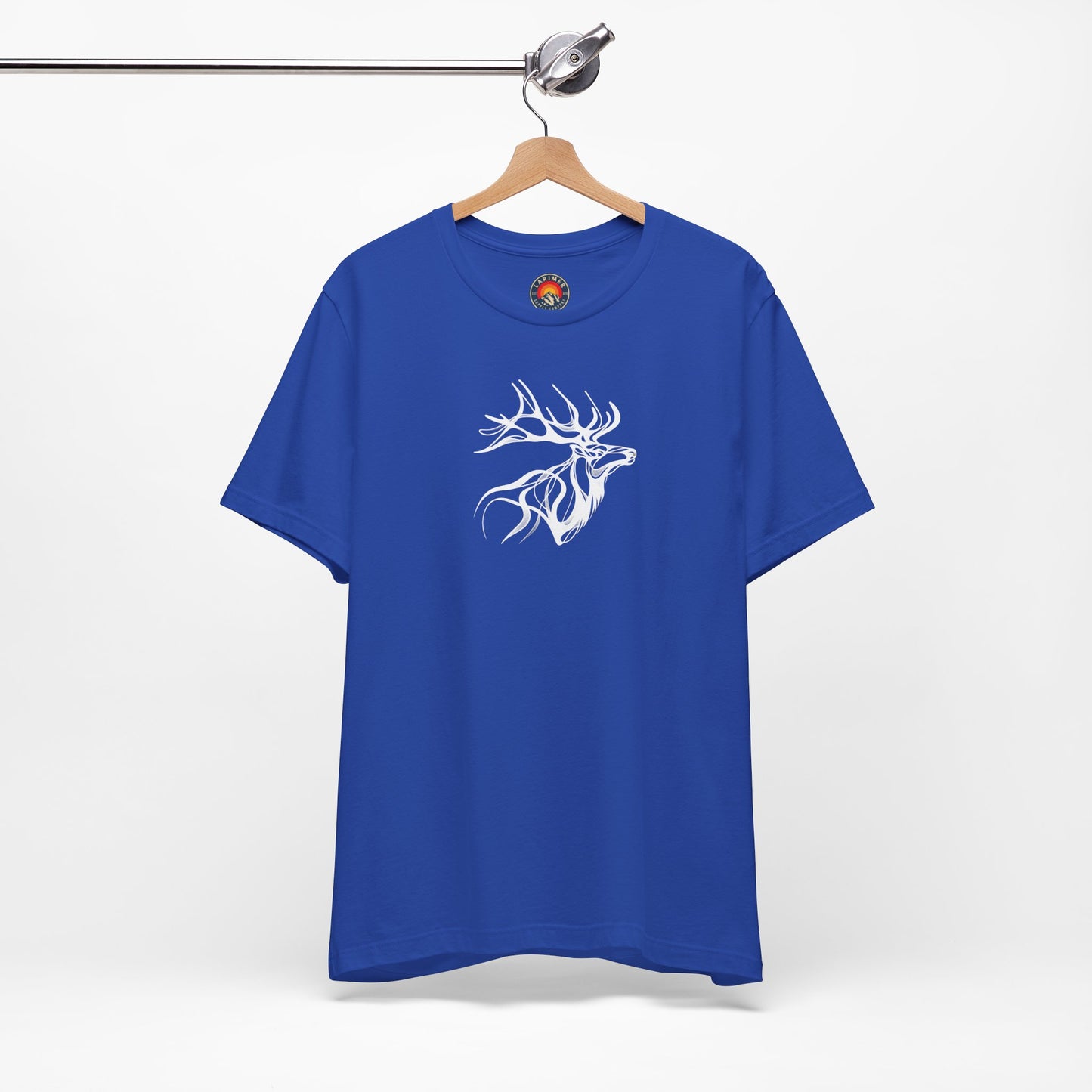 Elk Sketch Line Art T-Shirt – White Print – Wilderness Graphic Tee | Outdoor Adventure Shirt | Nature Lover Gift | Hiking & Camping Apparel