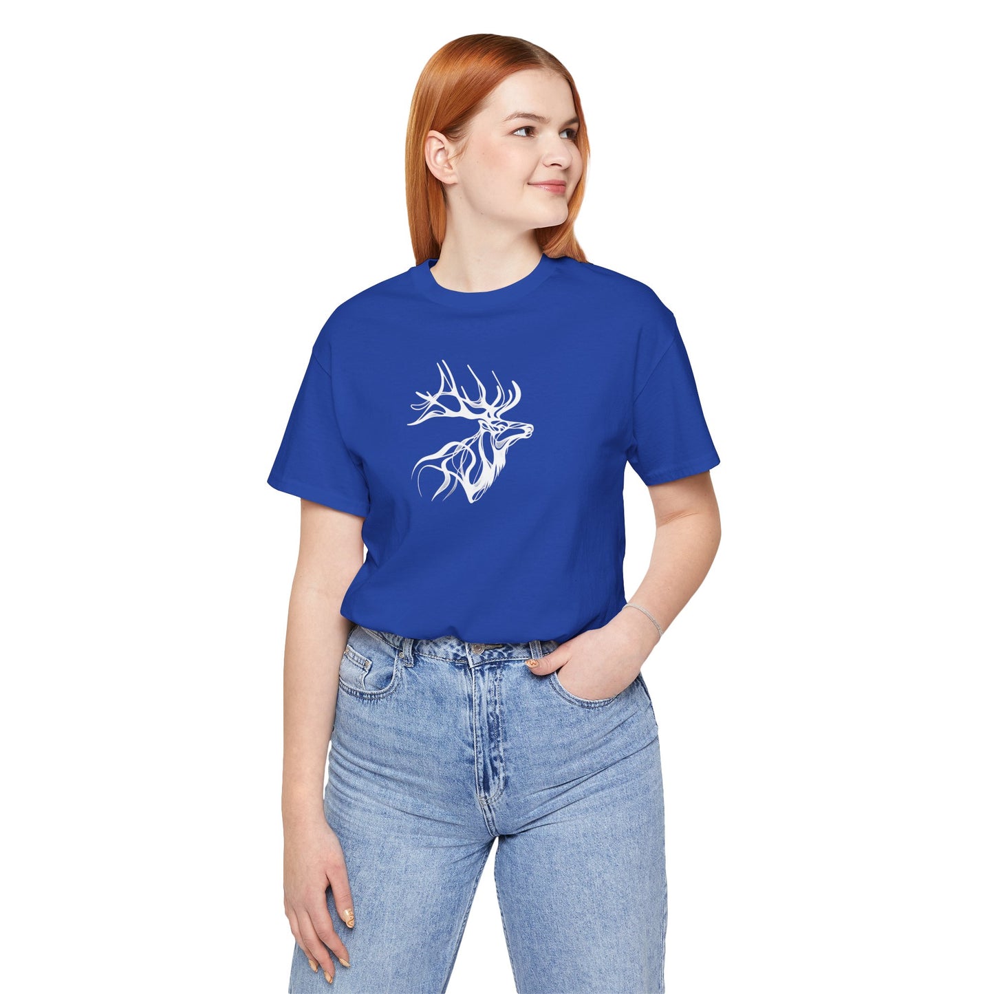 Elk Sketch Line Art T-Shirt – White Print – Wilderness Graphic Tee | Outdoor Adventure Shirt | Nature Lover Gift | Hiking & Camping Apparel
