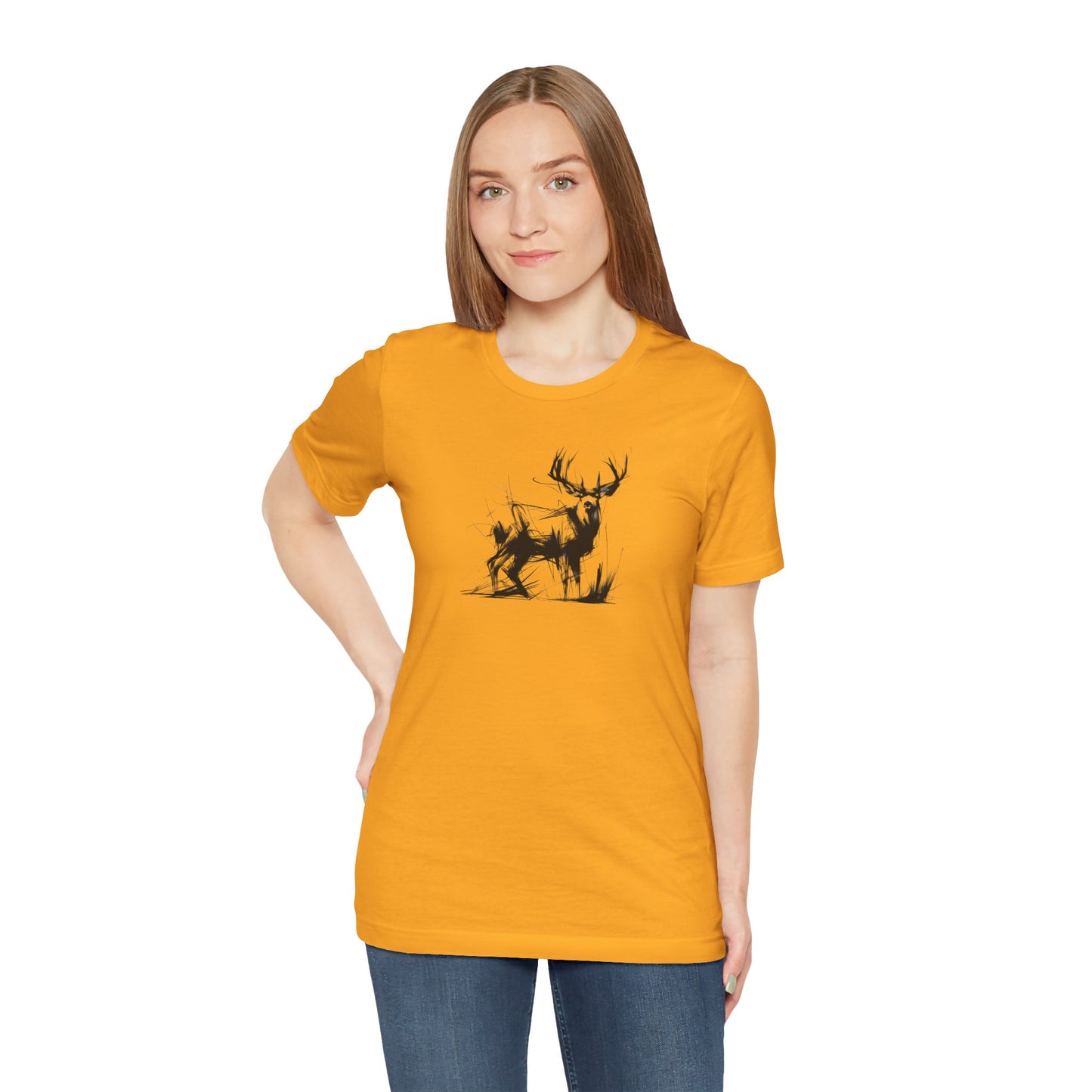 Mule Deer Sketch-Style Line Art T-Shirt –Black Print– Wilderness Graphic Tee | Outdoor Adventure Shirt | Nature Lover Gift | Hiking & Camping Apparel