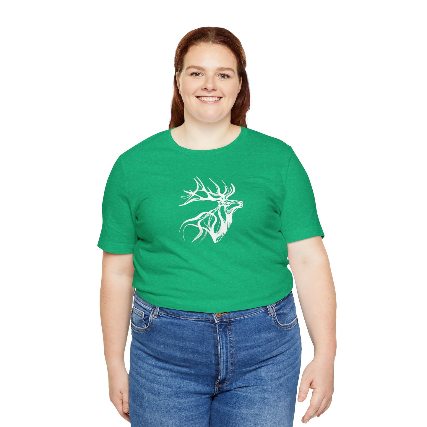 Elk Sketch Line Art T-Shirt – White Print – Wilderness Graphic Tee | Outdoor Adventure Shirt | Nature Lover Gift | Hiking & Camping Apparel