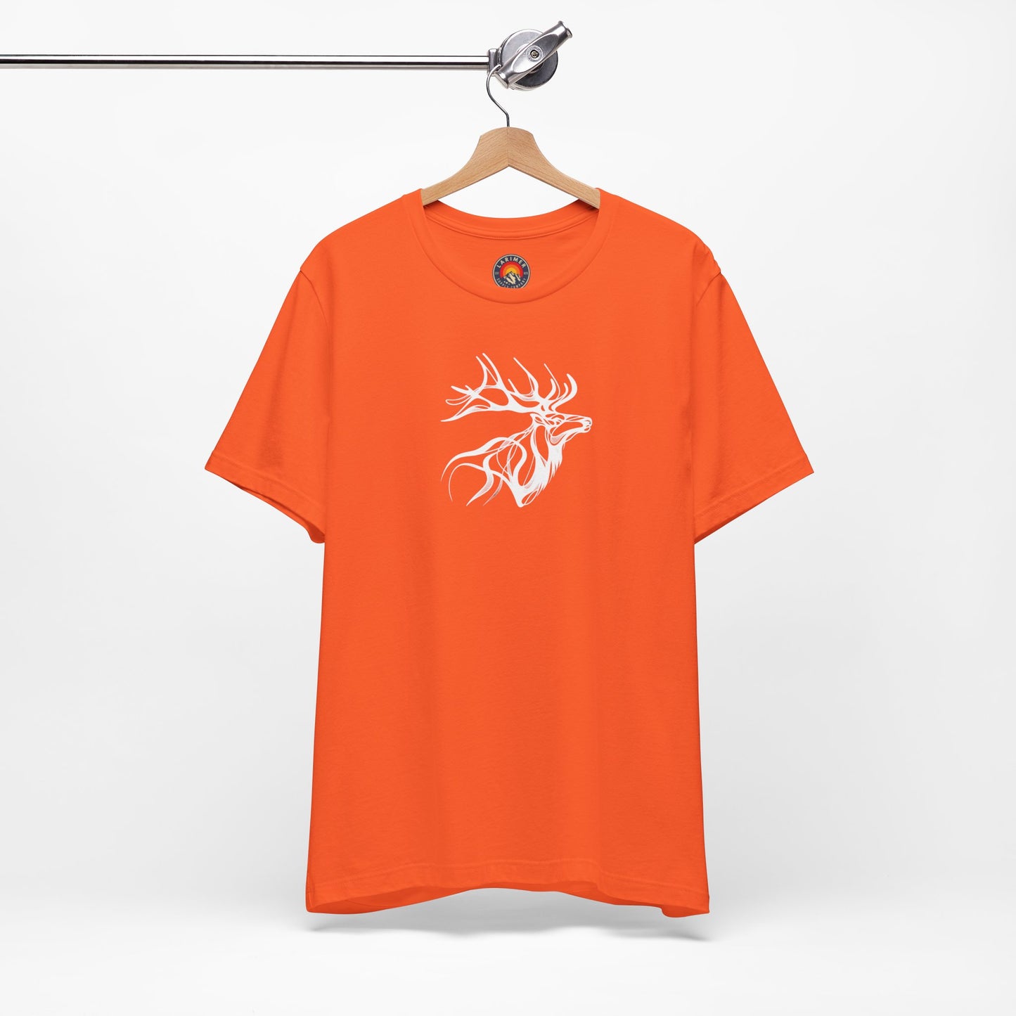 Elk Sketch Line Art T-Shirt – White Print – Wilderness Graphic Tee | Outdoor Adventure Shirt | Nature Lover Gift | Hiking & Camping Apparel