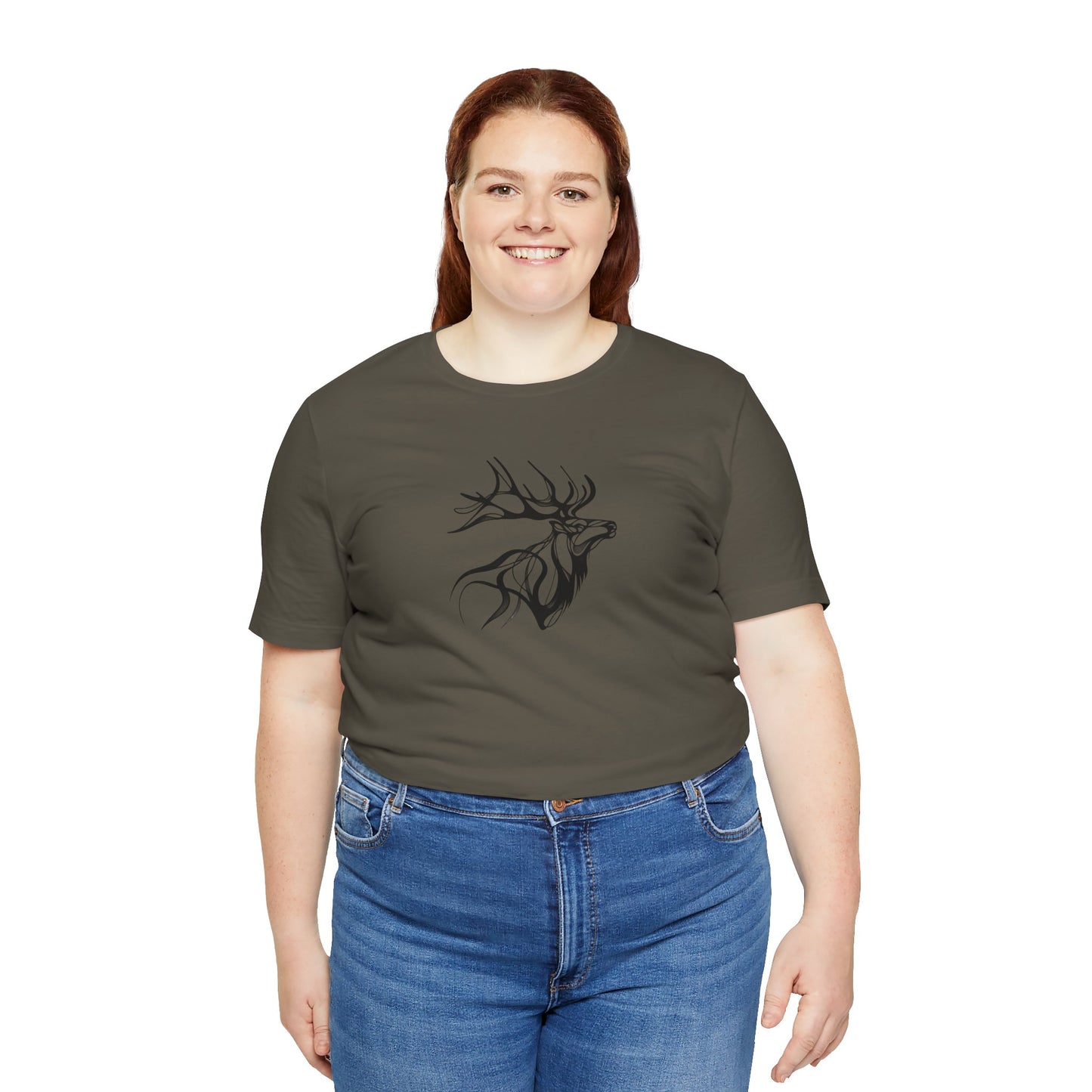 Elk Sketch Line Art T-Shirt – Black Print – Wilderness Graphic Tee | Outdoor Adventure Shirt | Nature Lover Gift | Hiking & Camping Apparel