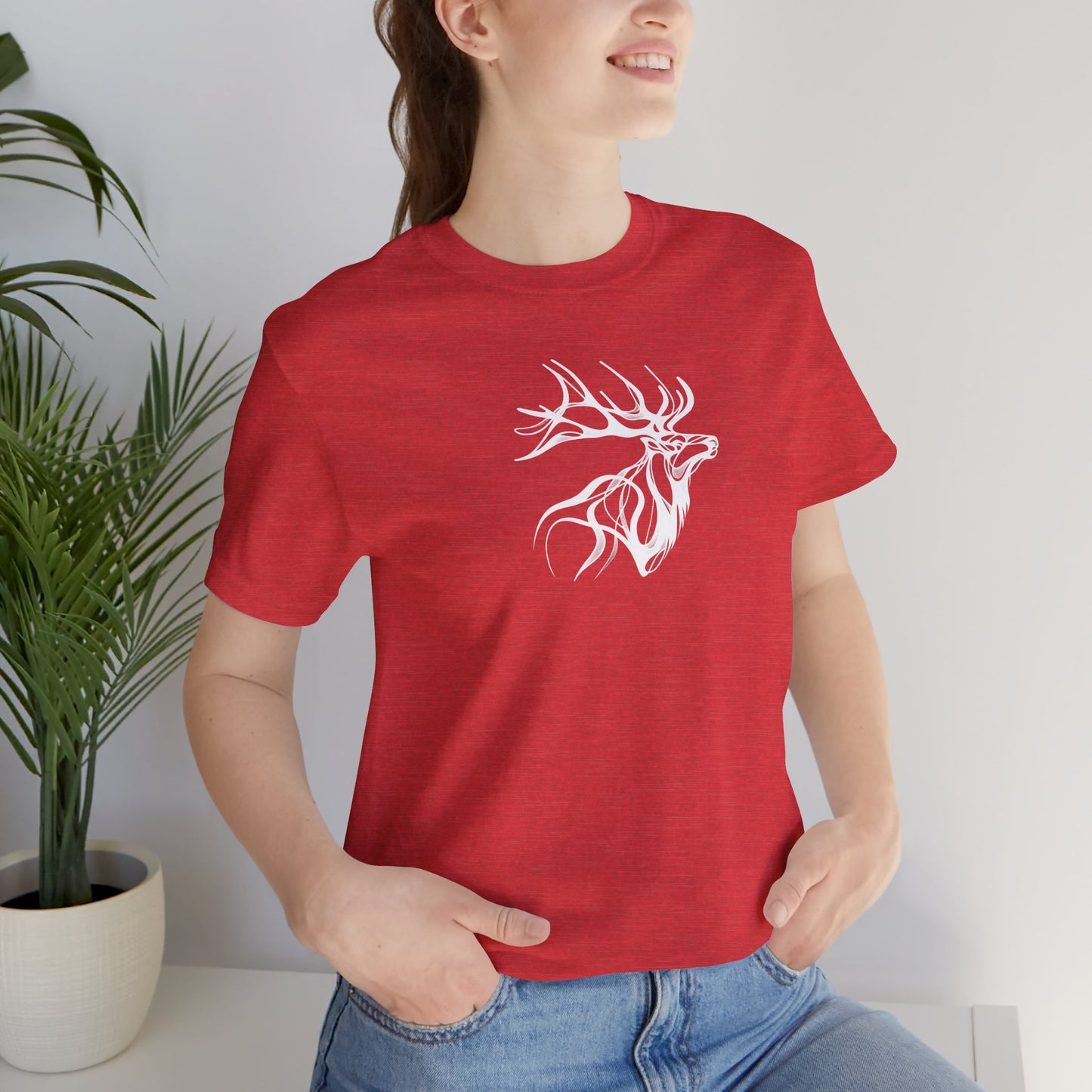 Elk Sketch Line Art T-Shirt – White Print – Wilderness Graphic Tee | Outdoor Adventure Shirt | Nature Lover Gift | Hiking & Camping Apparel