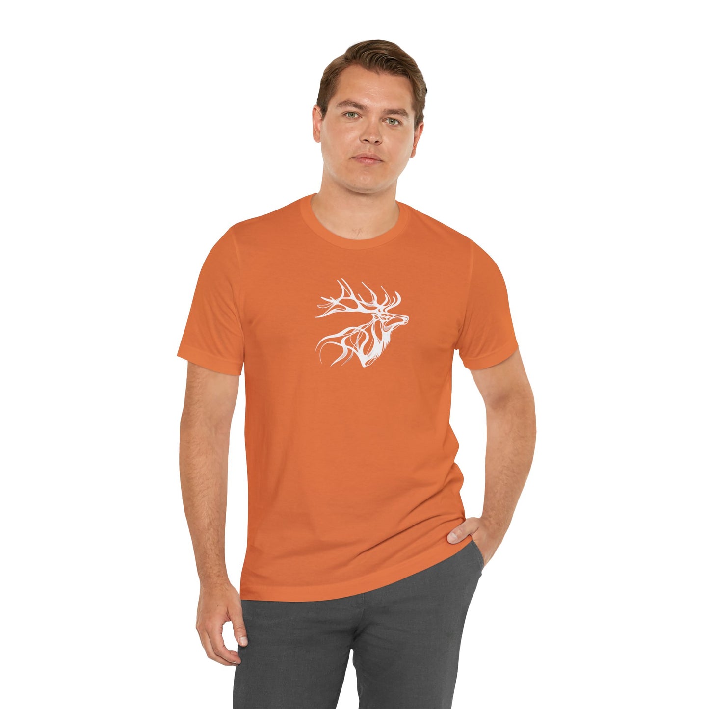 Elk Sketch Line Art T-Shirt – White Print – Wilderness Graphic Tee | Outdoor Adventure Shirt | Nature Lover Gift | Hiking & Camping Apparel