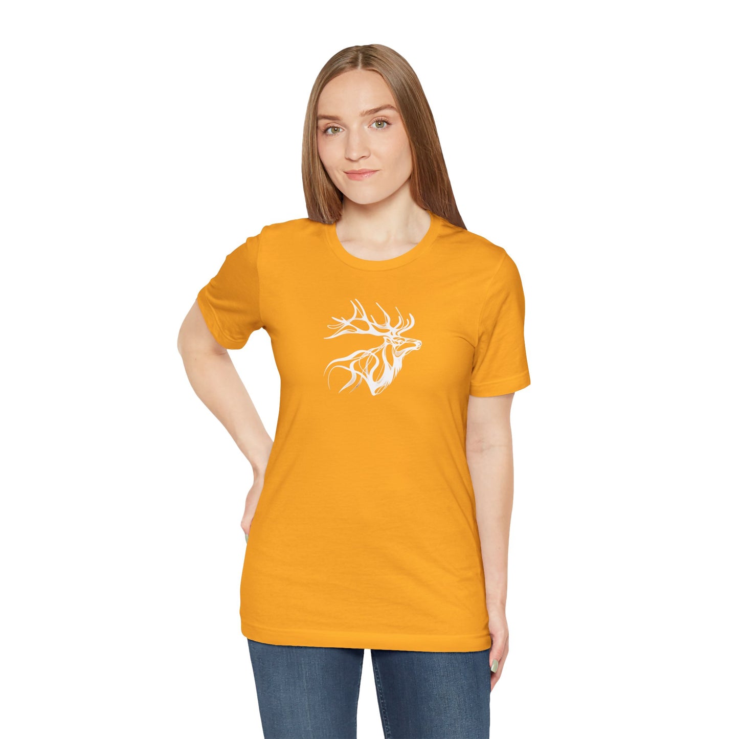 Elk Sketch Line Art T-Shirt – White Print – Wilderness Graphic Tee | Outdoor Adventure Shirt | Nature Lover Gift | Hiking & Camping Apparel