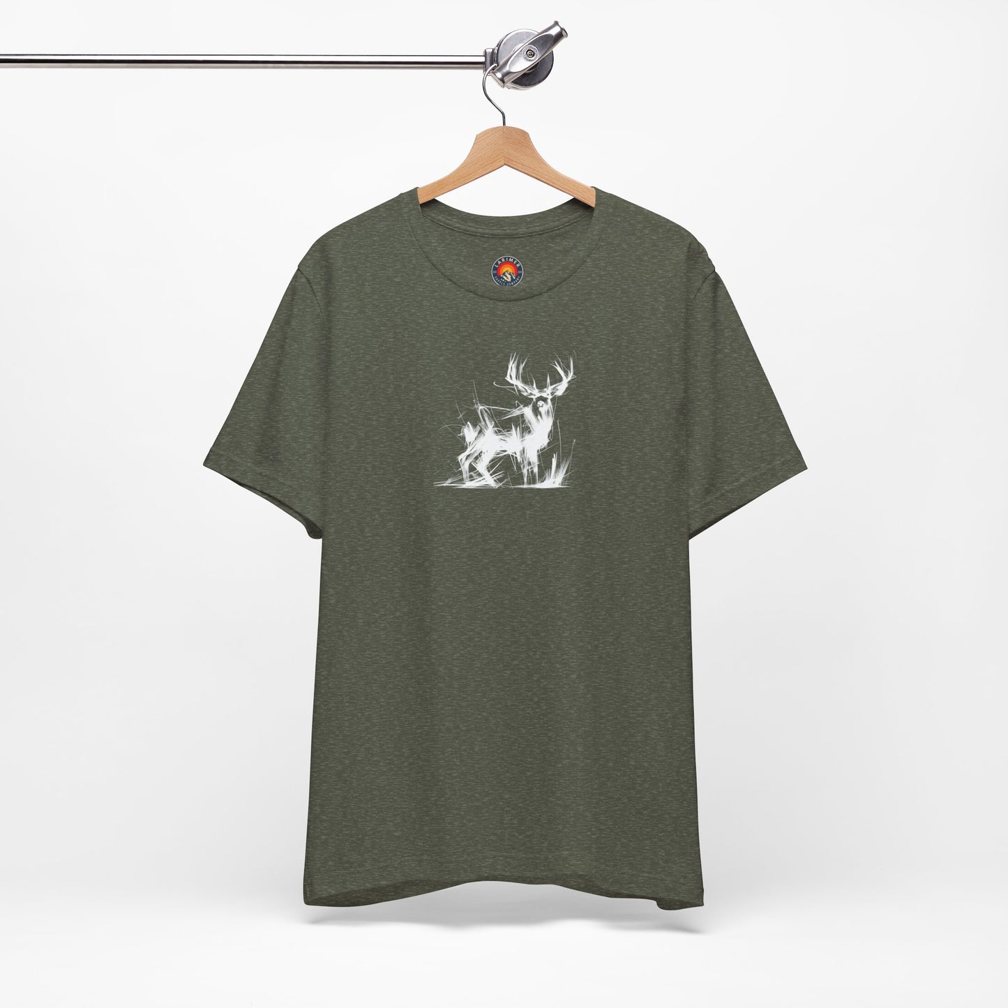 Mule Deer Buck Sketch Line Art T-Shirt –White Print– Wilderness Graphic Tee | Outdoor Adventure Shirt | Nature Lover Gift | Hiking & Camping Apparel