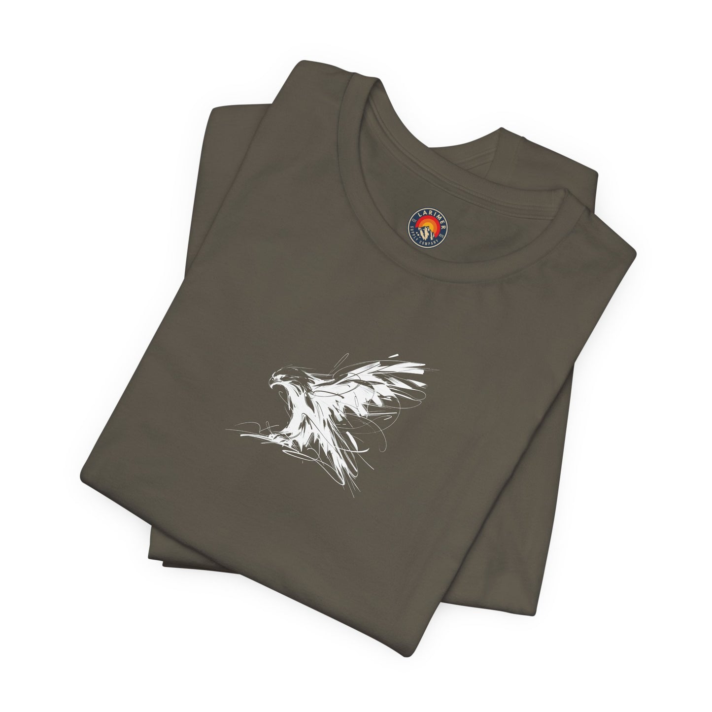 Flying Eagle Sketch Line Art T-Shirt –White Print– Wilderness Graphic Tee | Outdoor Adventure Shirt | Nature Lover Gift | Hiking & Camping Apparel