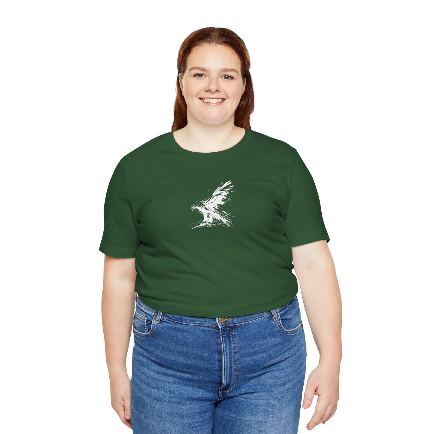 Flying Eagle Sketch Line Art T-Shirt –White Print– Wilderness Graphic Tee | Outdoor Adventure Shirt | Nature Lover Gift | Hiking & Camping Apparel