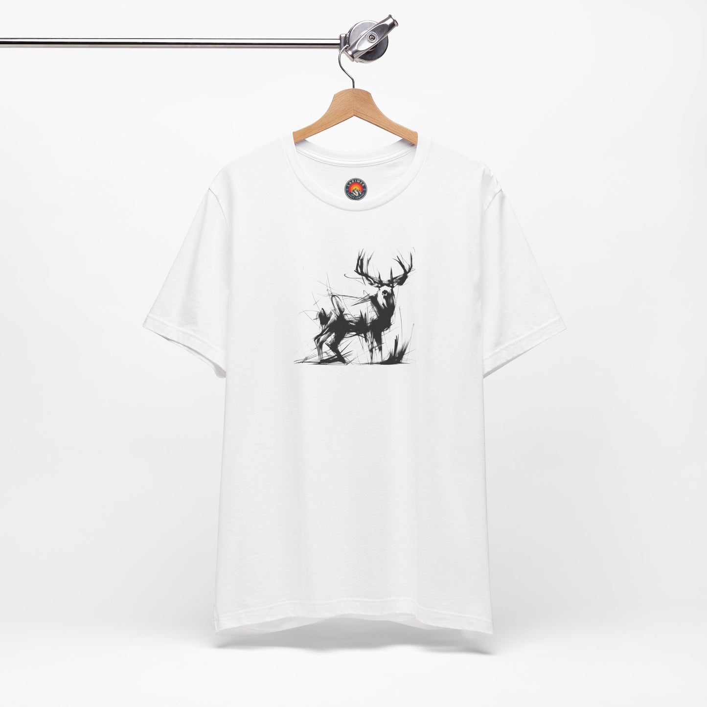 Mule Deer Sketch-Style Line Art T-Shirt –Black Print– Wilderness Graphic Tee | Outdoor Adventure Shirt | Nature Lover Gift | Hiking & Camping Apparel
