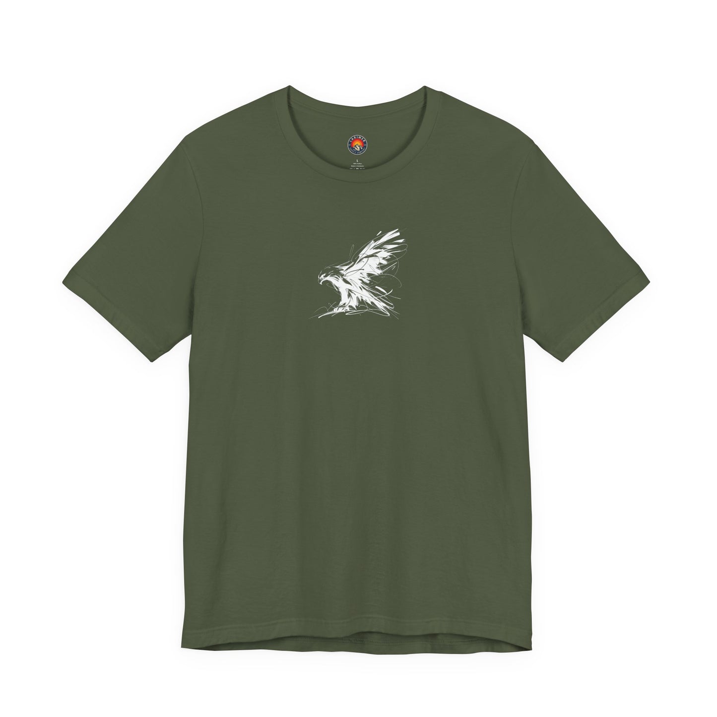 Flying Eagle Sketch Line Art T-Shirt –White Print– Wilderness Graphic Tee | Outdoor Adventure Shirt | Nature Lover Gift | Hiking & Camping Apparel