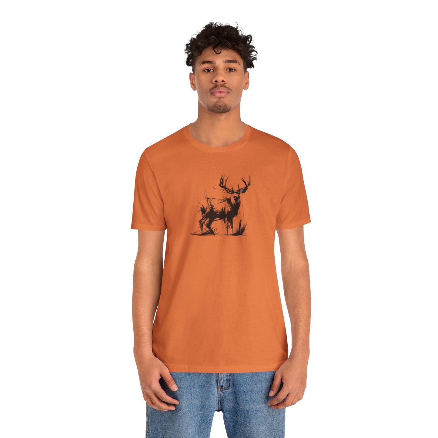 Mule Deer Sketch-Style Line Art T-Shirt –Black Print– Wilderness Graphic Tee | Outdoor Adventure Shirt | Nature Lover Gift | Hiking & Camping Apparel