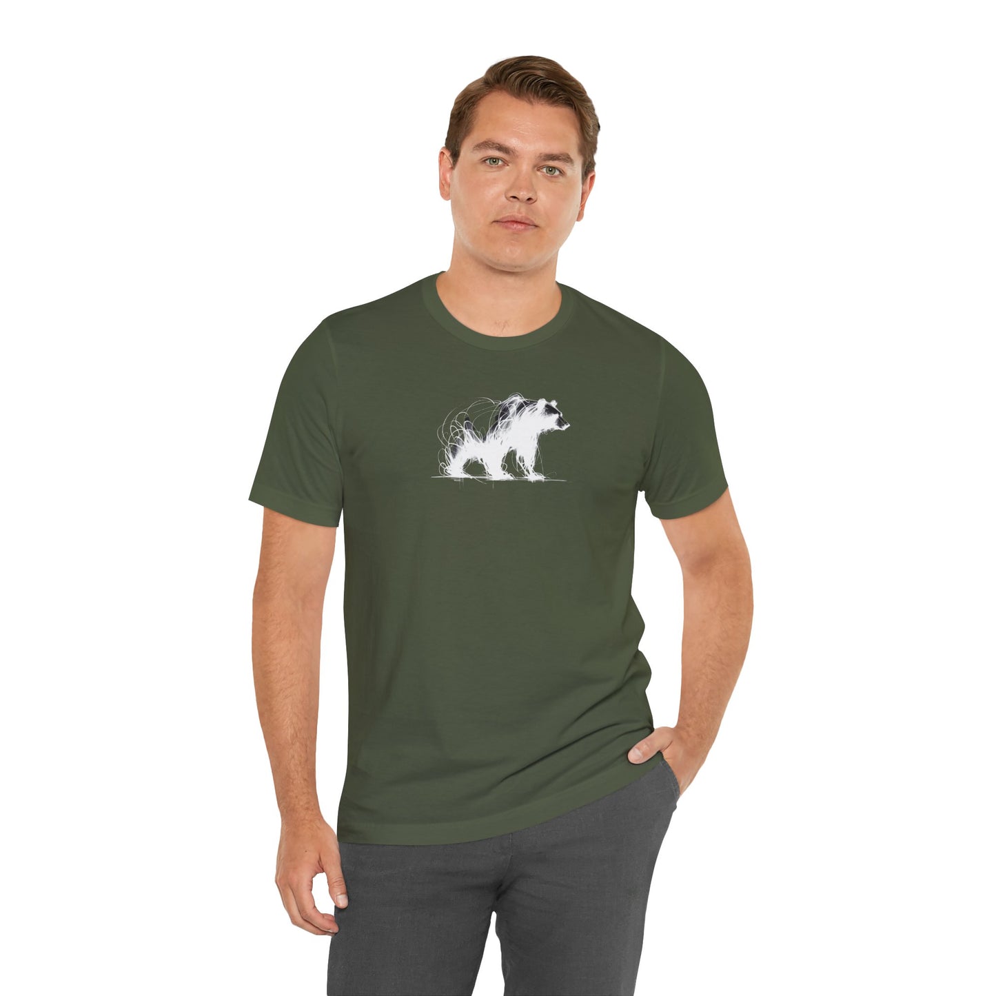 Bear Sketch Line Art T-Shirt – White Print – Wilderness Graphic Tee | Outdoor Adventure Shirt | Nature Lover Gift | Hiking & Camping Apparel