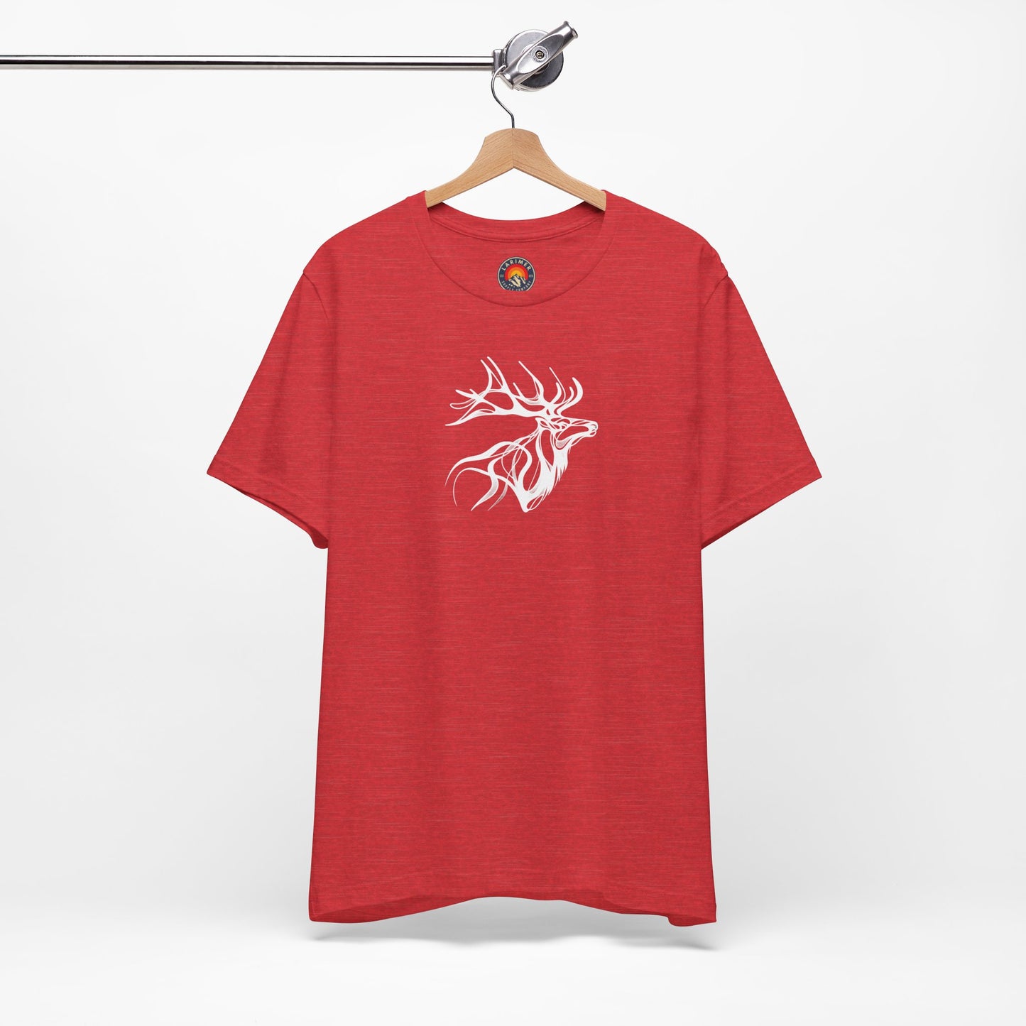Elk Sketch Line Art T-Shirt – White Print – Wilderness Graphic Tee | Outdoor Adventure Shirt | Nature Lover Gift | Hiking & Camping Apparel