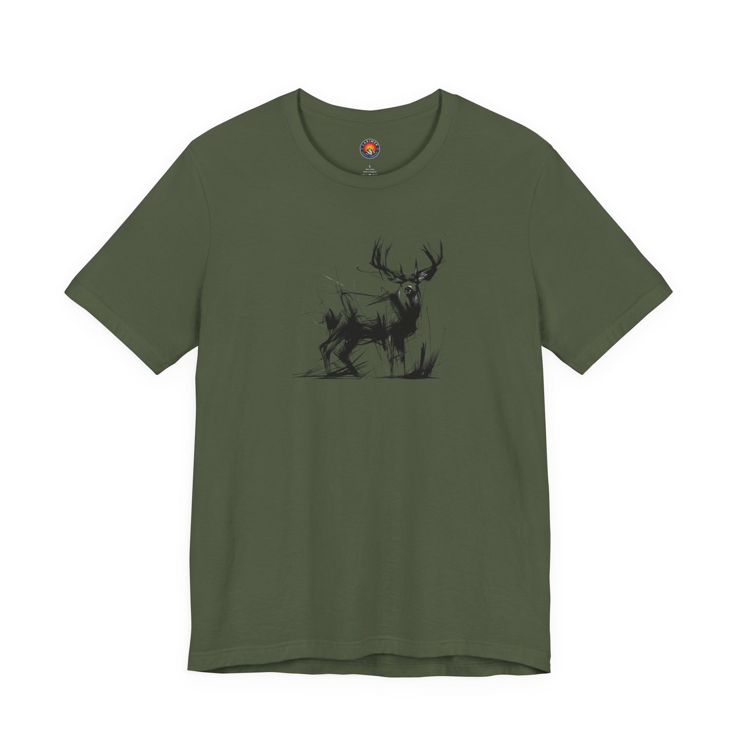 Mule Deer Sketch-Style Line Art T-Shirt –Black Print– Wilderness Graphic Tee | Outdoor Adventure Shirt | Nature Lover Gift | Hiking & Camping Apparel