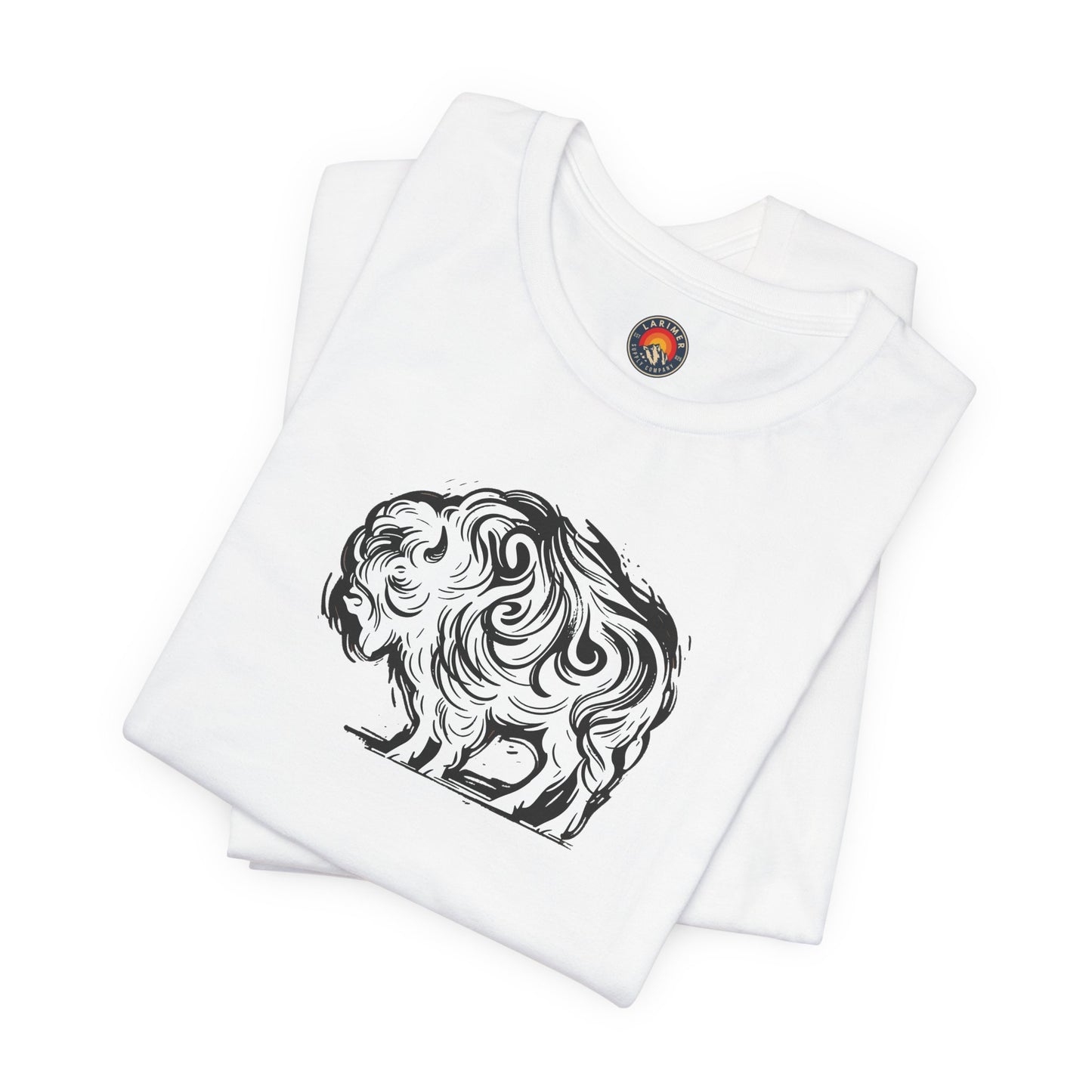 Buffalo Sketch Line Art T-Shirt –Black Print– Wilderness Graphic Tee | Outdoor Adventure Shirt | Nature Lover Gift | Hiking & Camping Apparel