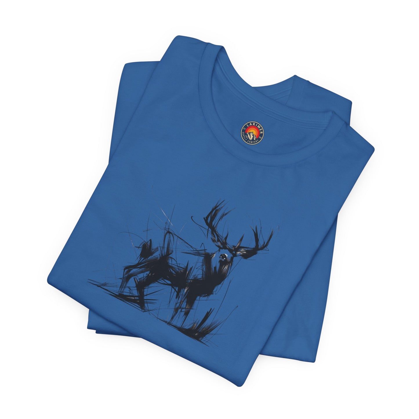 Mule Deer Sketch-Style Line Art T-Shirt –Black Print– Wilderness Graphic Tee | Outdoor Adventure Shirt | Nature Lover Gift | Hiking & Camping Apparel