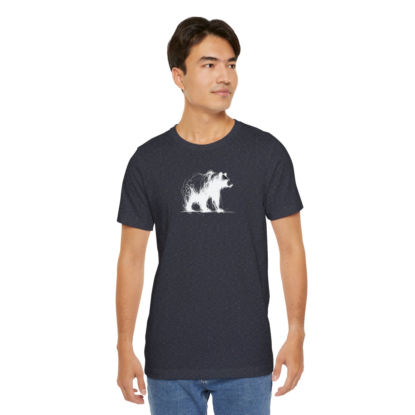 Bear Sketch Line Art T-Shirt – White Print – Wilderness Graphic Tee | Outdoor Adventure Shirt | Nature Lover Gift | Hiking & Camping Apparel