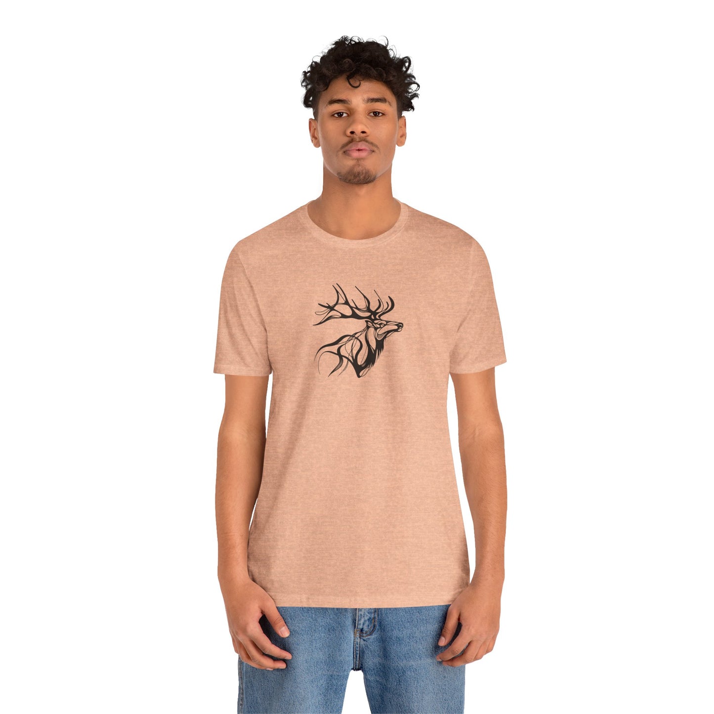Elk Sketch Line Art T-Shirt – Black Print – Wilderness Graphic Tee | Outdoor Adventure Shirt | Nature Lover Gift | Hiking & Camping Apparel