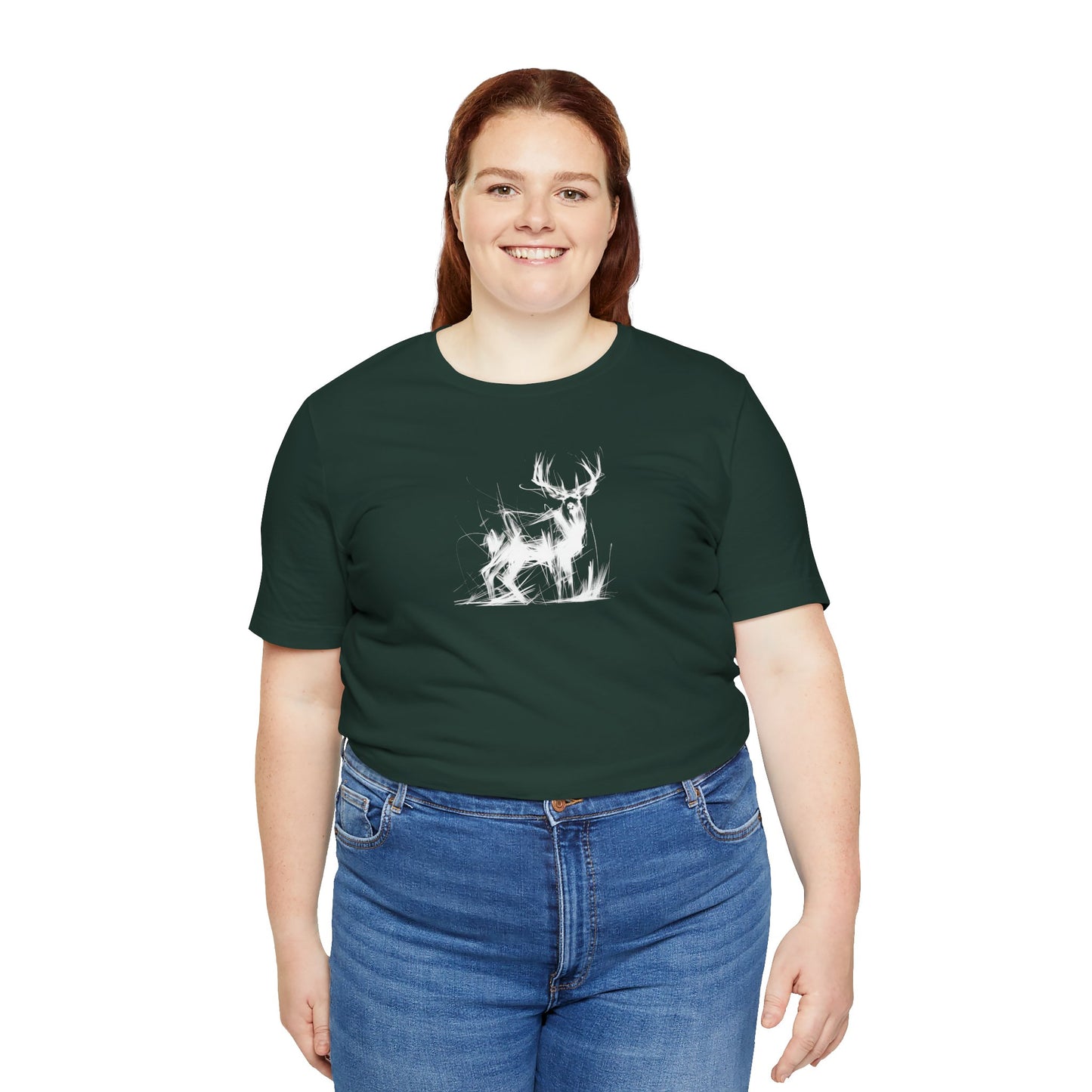 Mule Deer Buck Sketch Line Art T-Shirt –White Print– Wilderness Graphic Tee | Outdoor Adventure Shirt | Nature Lover Gift | Hiking & Camping Apparel