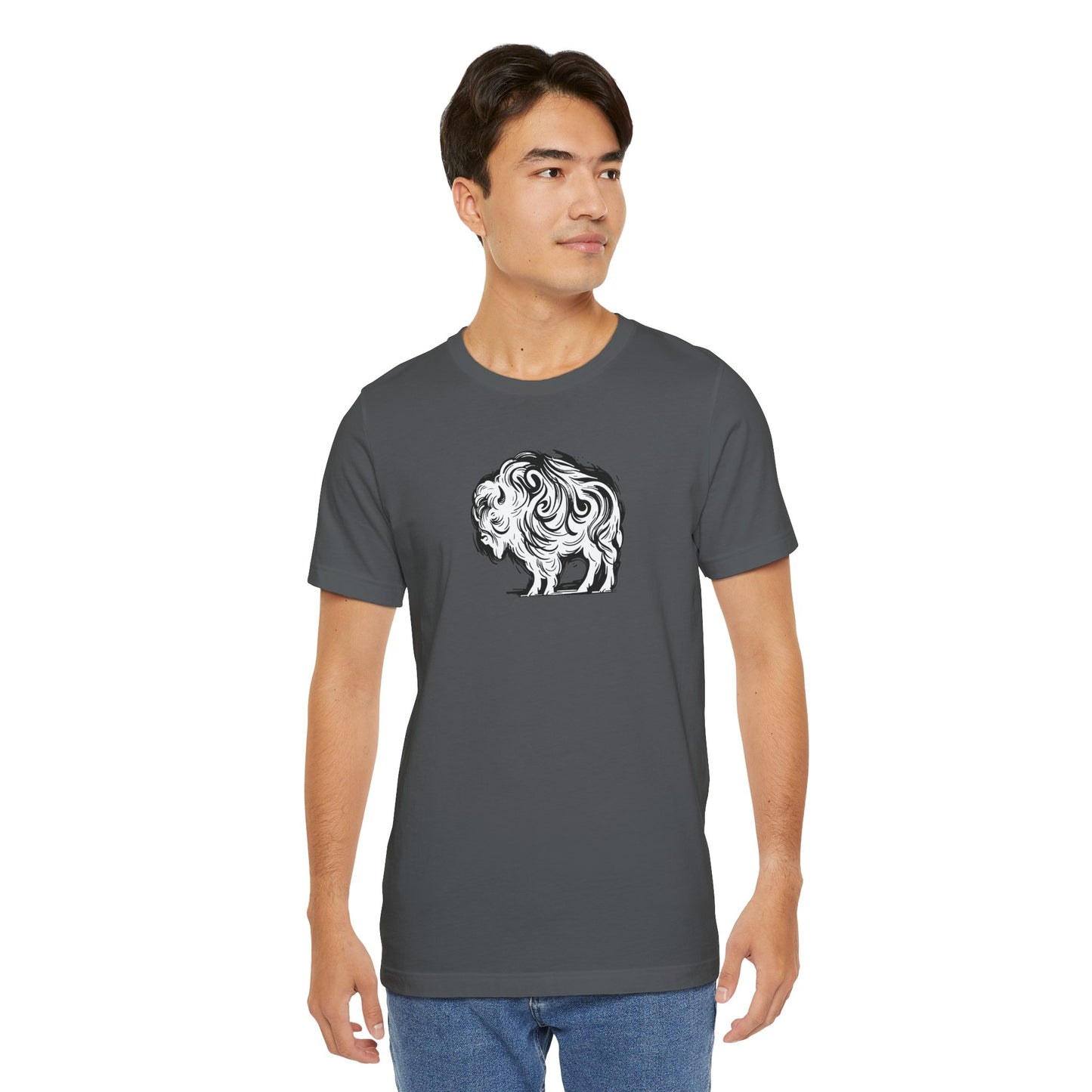Buffalo Sketch Line Art T-Shirt –Black Print– Wilderness Graphic Tee | Outdoor Adventure Shirt | Nature Lover Gift | Hiking & Camping Apparel