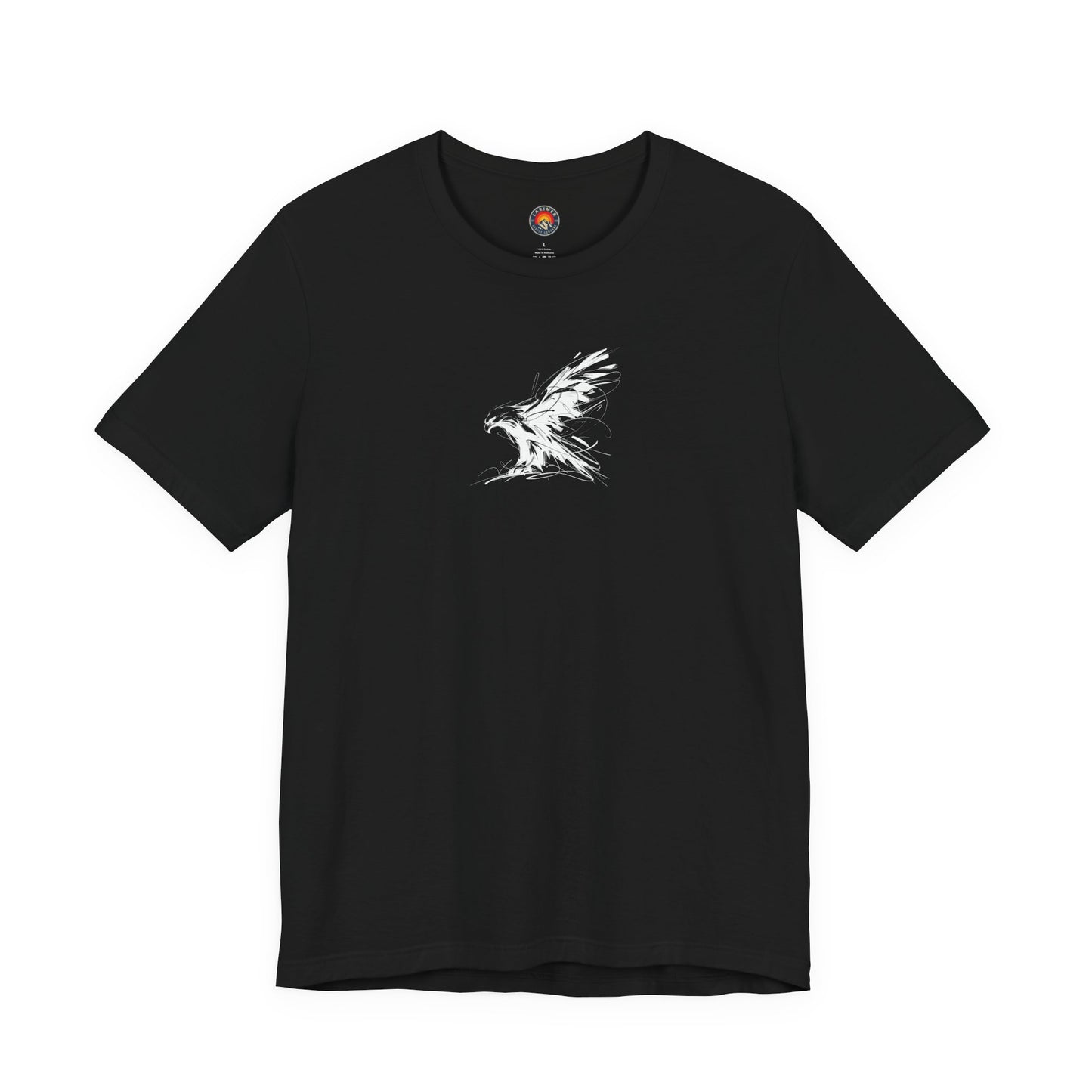 Flying Eagle Sketch Line Art T-Shirt –White Print– Wilderness Graphic Tee | Outdoor Adventure Shirt | Nature Lover Gift | Hiking & Camping Apparel