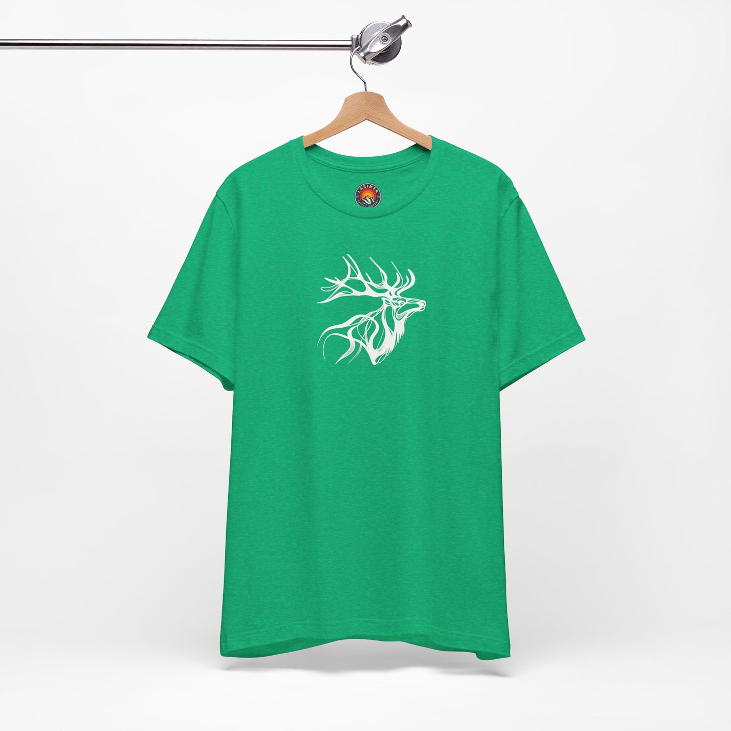 Elk Sketch Line Art T-Shirt – White Print – Wilderness Graphic Tee | Outdoor Adventure Shirt | Nature Lover Gift | Hiking & Camping Apparel
