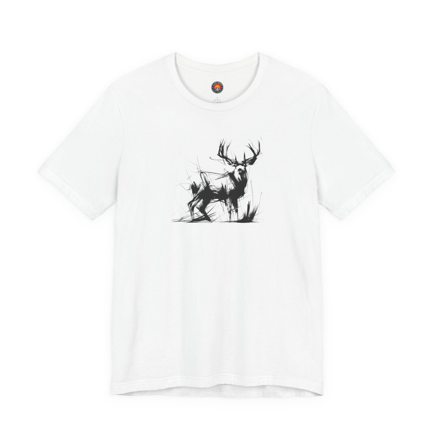 Mule Deer Sketch-Style Line Art T-Shirt –Black Print– Wilderness Graphic Tee | Outdoor Adventure Shirt | Nature Lover Gift | Hiking & Camping Apparel