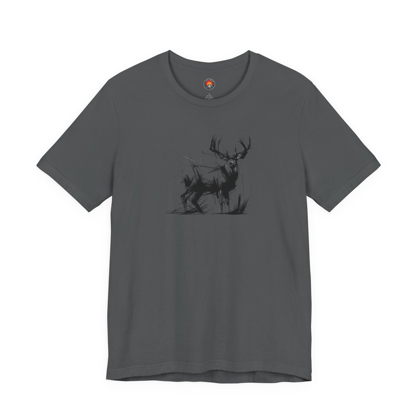 Mule Deer Sketch-Style Line Art T-Shirt –Black Print– Wilderness Graphic Tee | Outdoor Adventure Shirt | Nature Lover Gift | Hiking & Camping Apparel