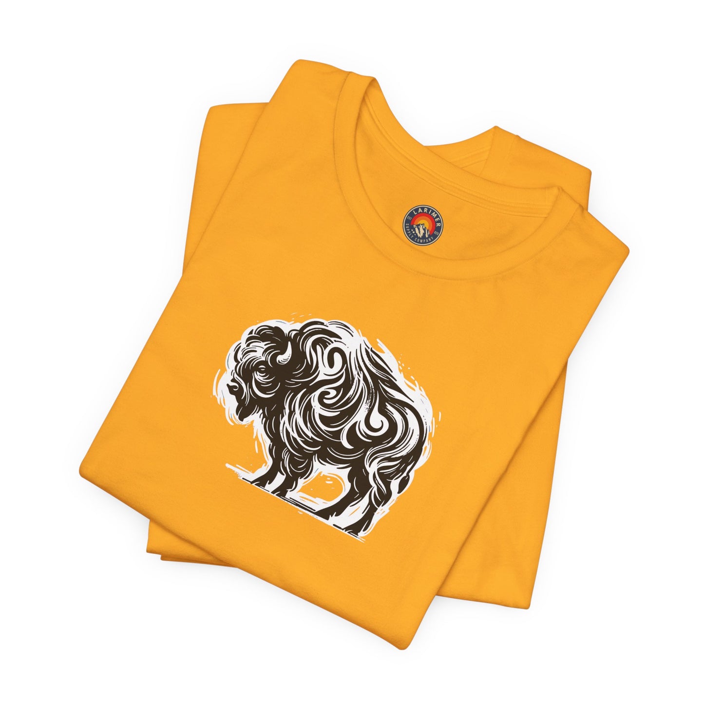 Buffalo Sketch Line Art T-Shirt –White Print– Wilderness Graphic Tee | Outdoor Adventure Shirt | Nature Lover Gift | Hiking & Camping Apparel