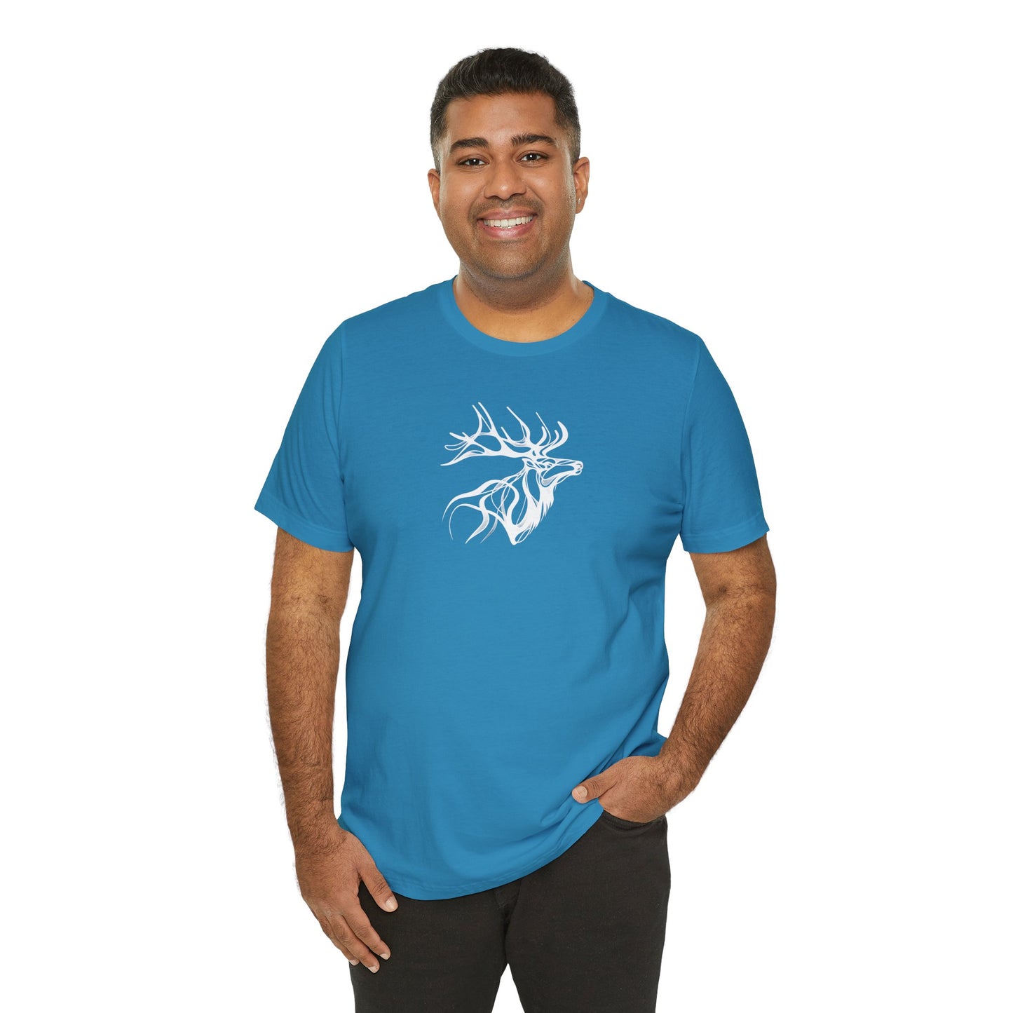 Elk Sketch Line Art T-Shirt – White Print – Wilderness Graphic Tee | Outdoor Adventure Shirt | Nature Lover Gift | Hiking & Camping Apparel