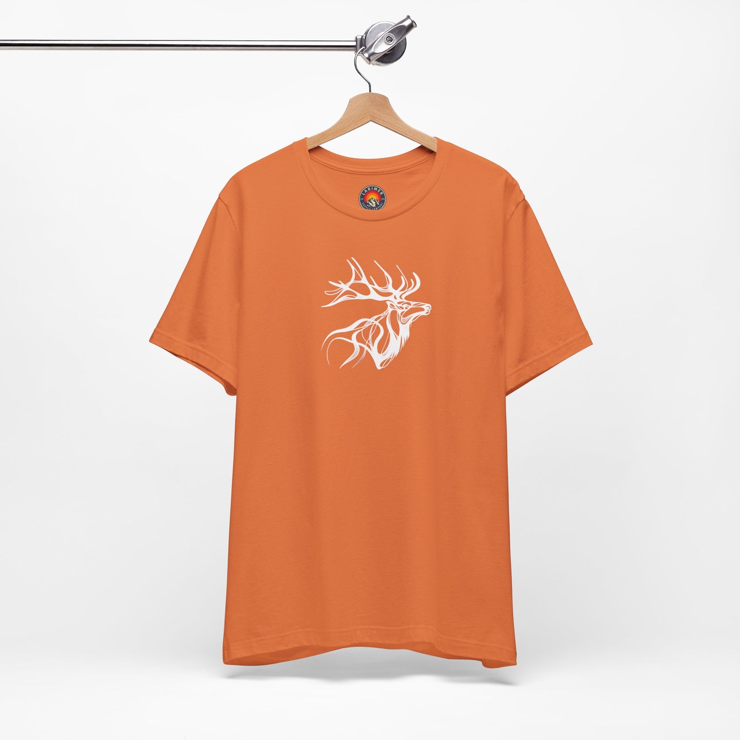 Elk Sketch Line Art T-Shirt – White Print – Wilderness Graphic Tee | Outdoor Adventure Shirt | Nature Lover Gift | Hiking & Camping Apparel