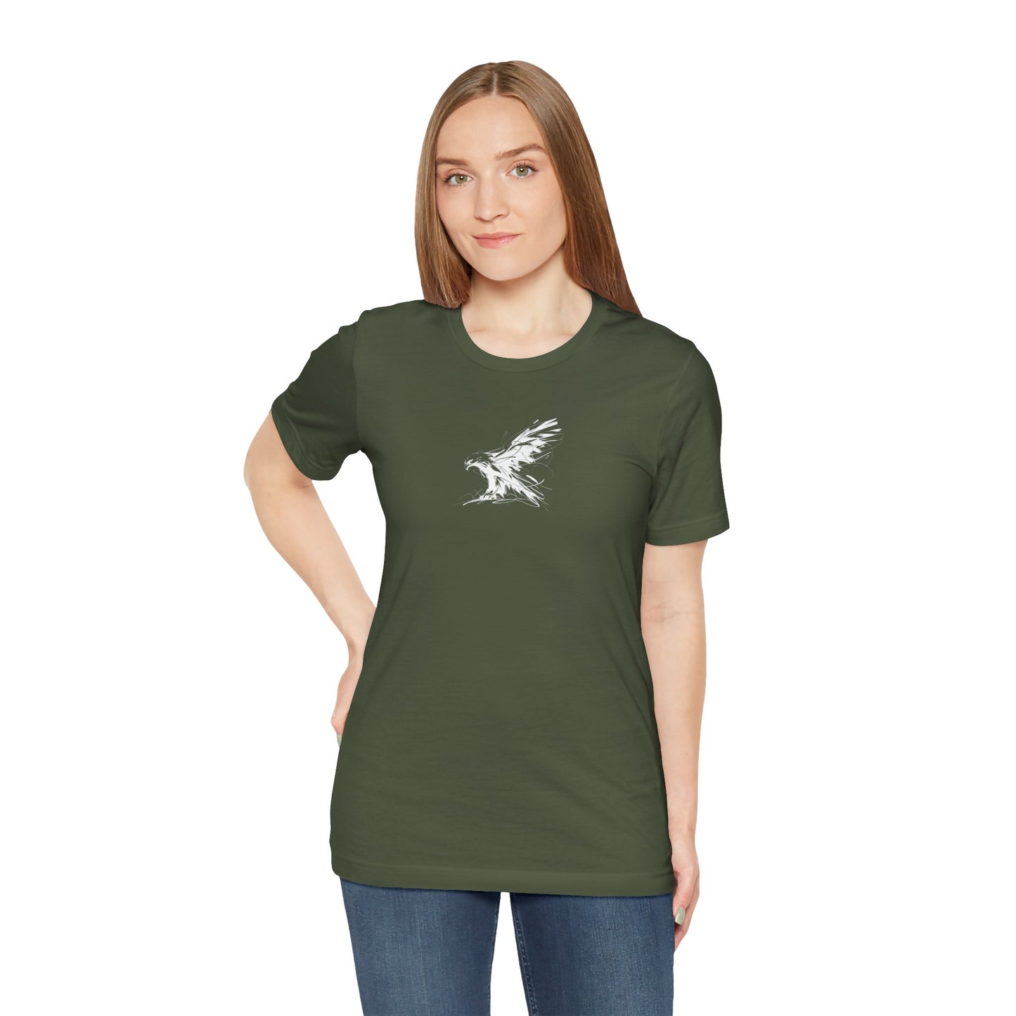 Flying Eagle Sketch Line Art T-Shirt –White Print– Wilderness Graphic Tee | Outdoor Adventure Shirt | Nature Lover Gift | Hiking & Camping Apparel