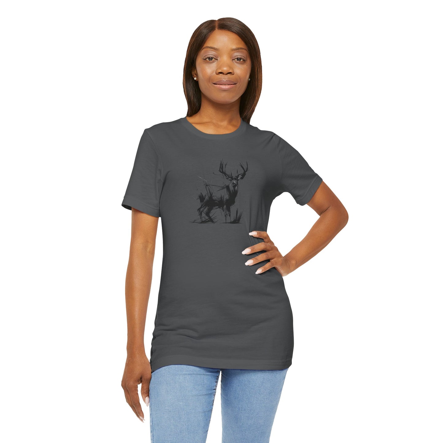 Mule Deer Sketch-Style Line Art T-Shirt –Black Print– Wilderness Graphic Tee | Outdoor Adventure Shirt | Nature Lover Gift | Hiking & Camping Apparel