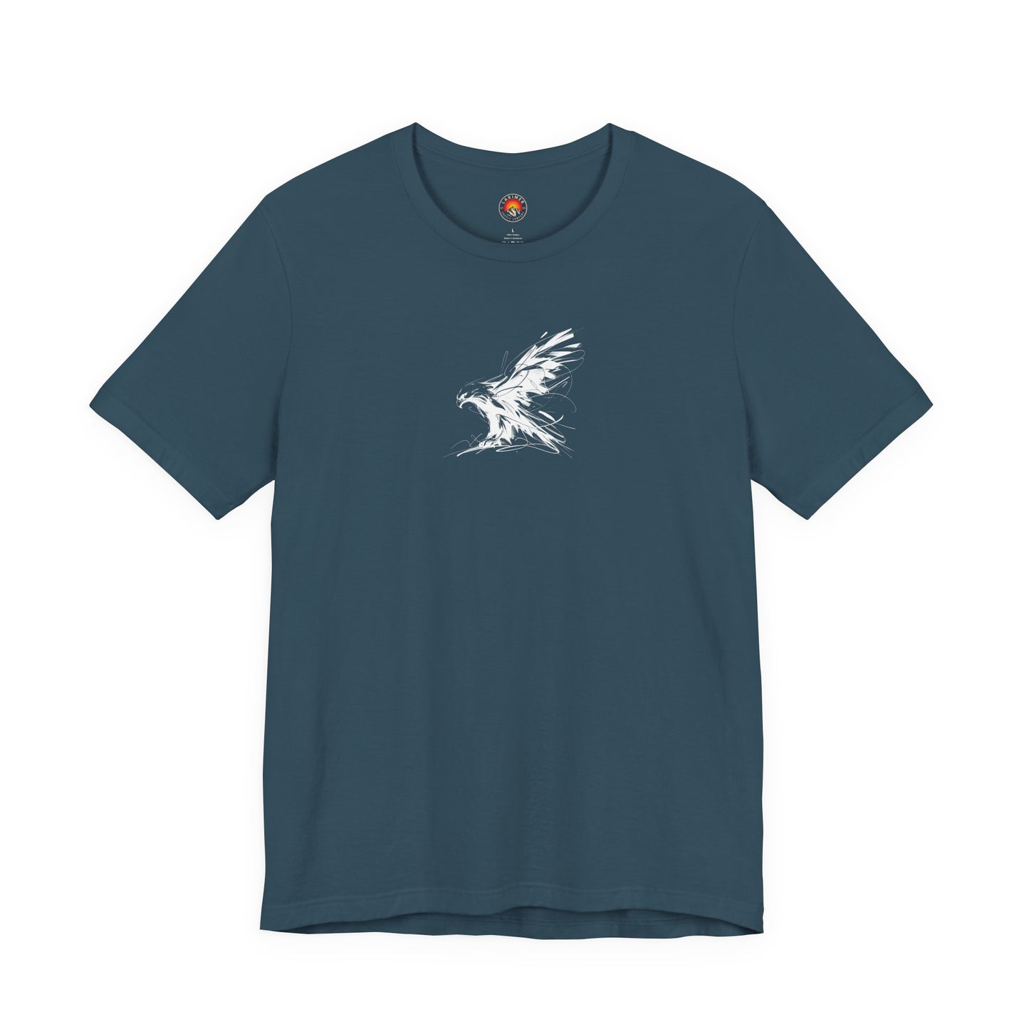 Flying Eagle Sketch Line Art T-Shirt –White Print– Wilderness Graphic Tee | Outdoor Adventure Shirt | Nature Lover Gift | Hiking & Camping Apparel