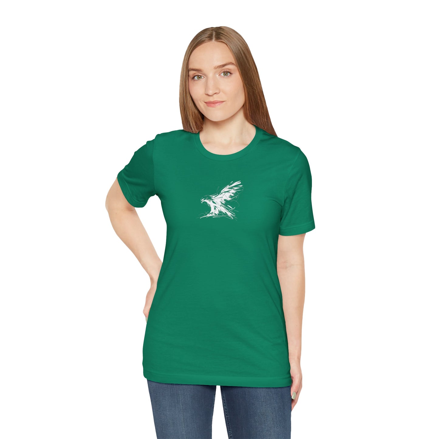 Flying Eagle Sketch Line Art T-Shirt –White Print– Wilderness Graphic Tee | Outdoor Adventure Shirt | Nature Lover Gift | Hiking & Camping Apparel
