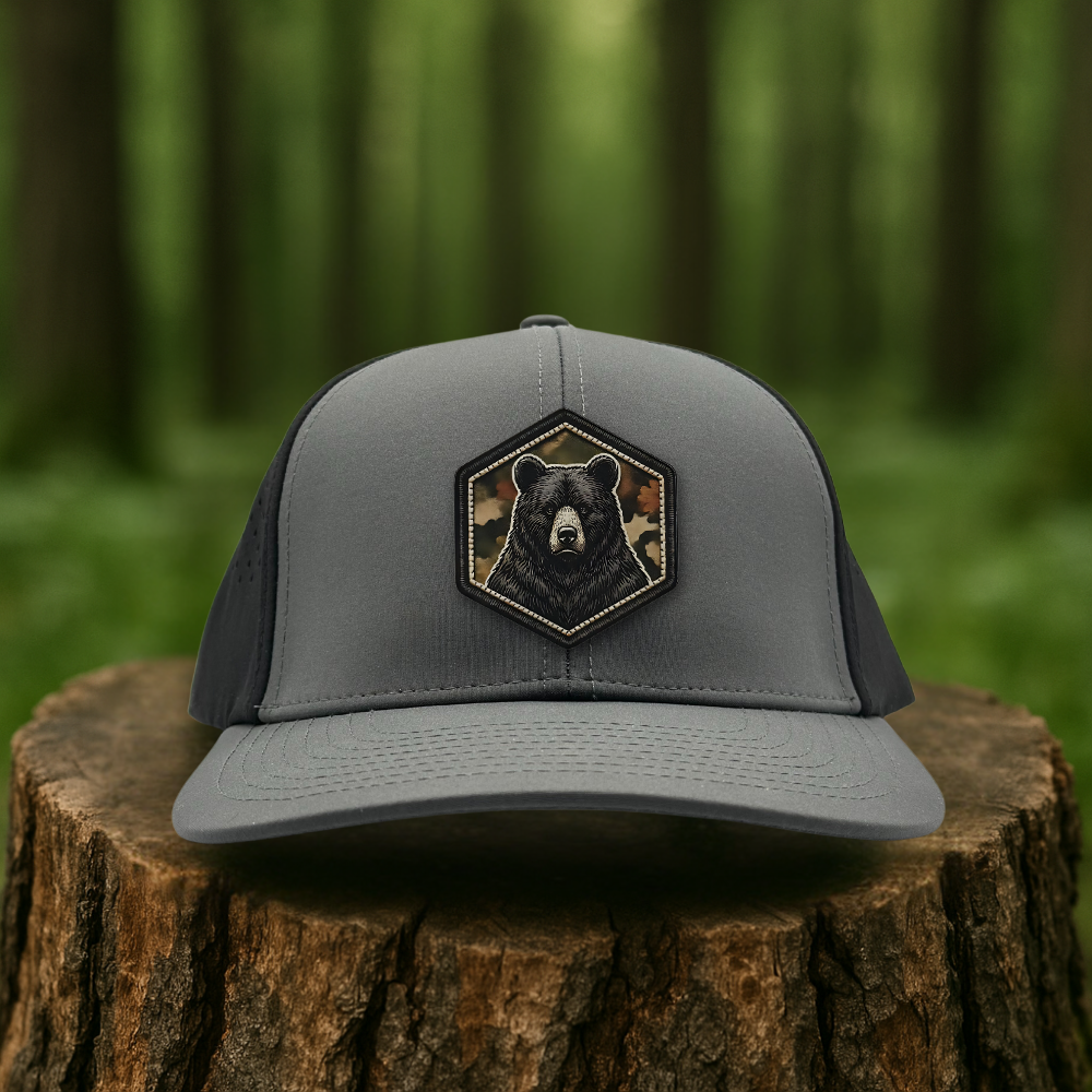 Bear Leatherette Patch Hat – Mountain Explorer Edition